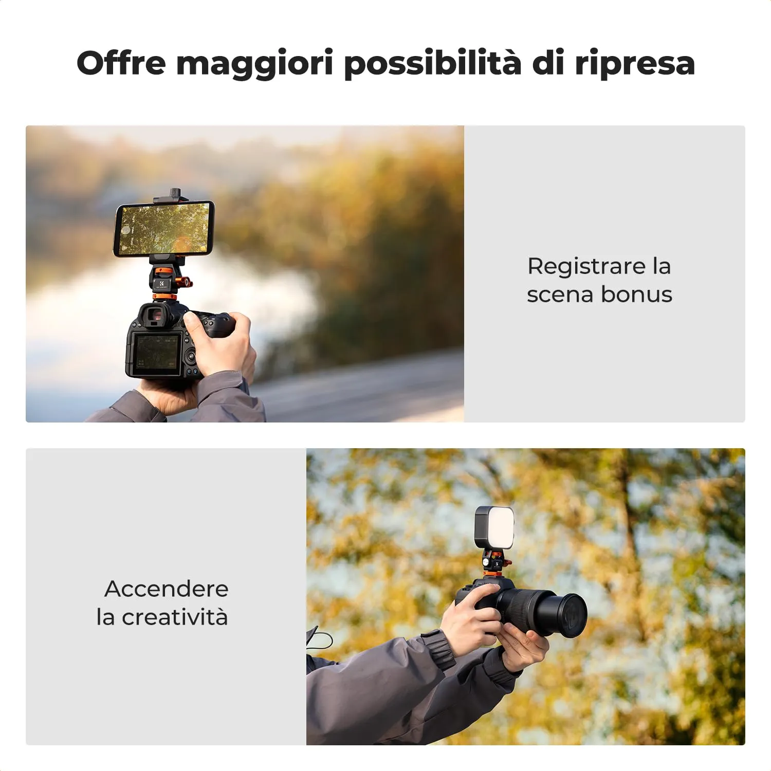 K&F Concept supporto monitor 1/4 ARRI inclinabile 3 kg