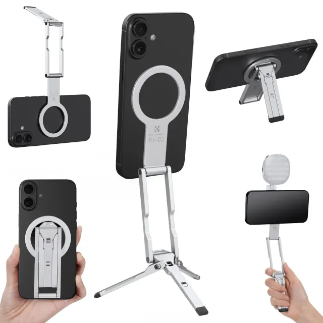 K&F Concept Mini Treppiede Magnetico Smartphone Argento 7mm