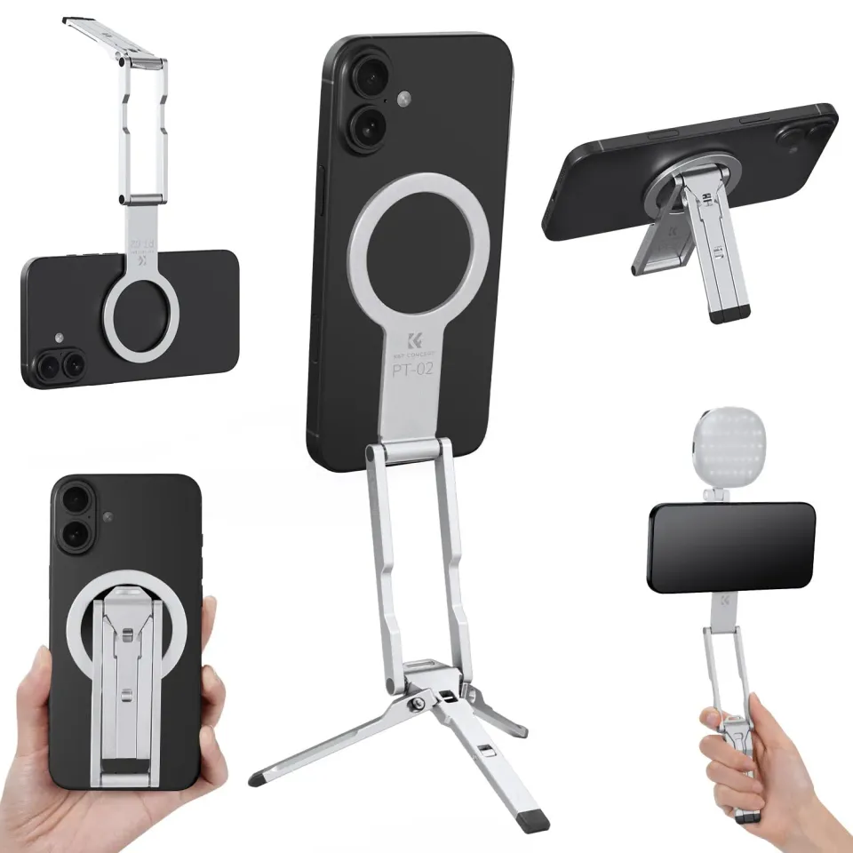 K&F Concept Mini Treppiede Magnetico Smartphone Argento 7mm
