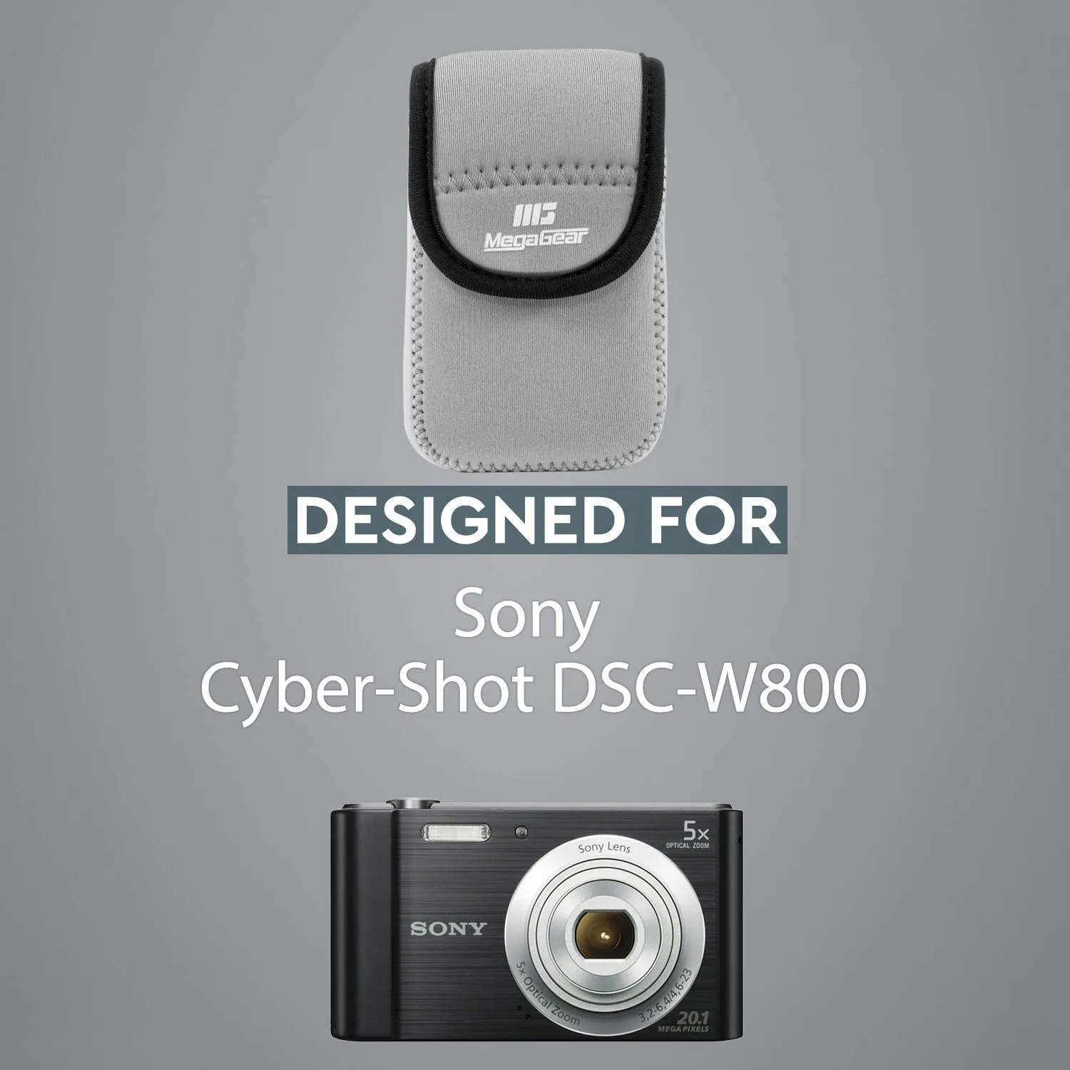 MegaGear MG770 custodia neoprene Sony W800 grigio compatta
