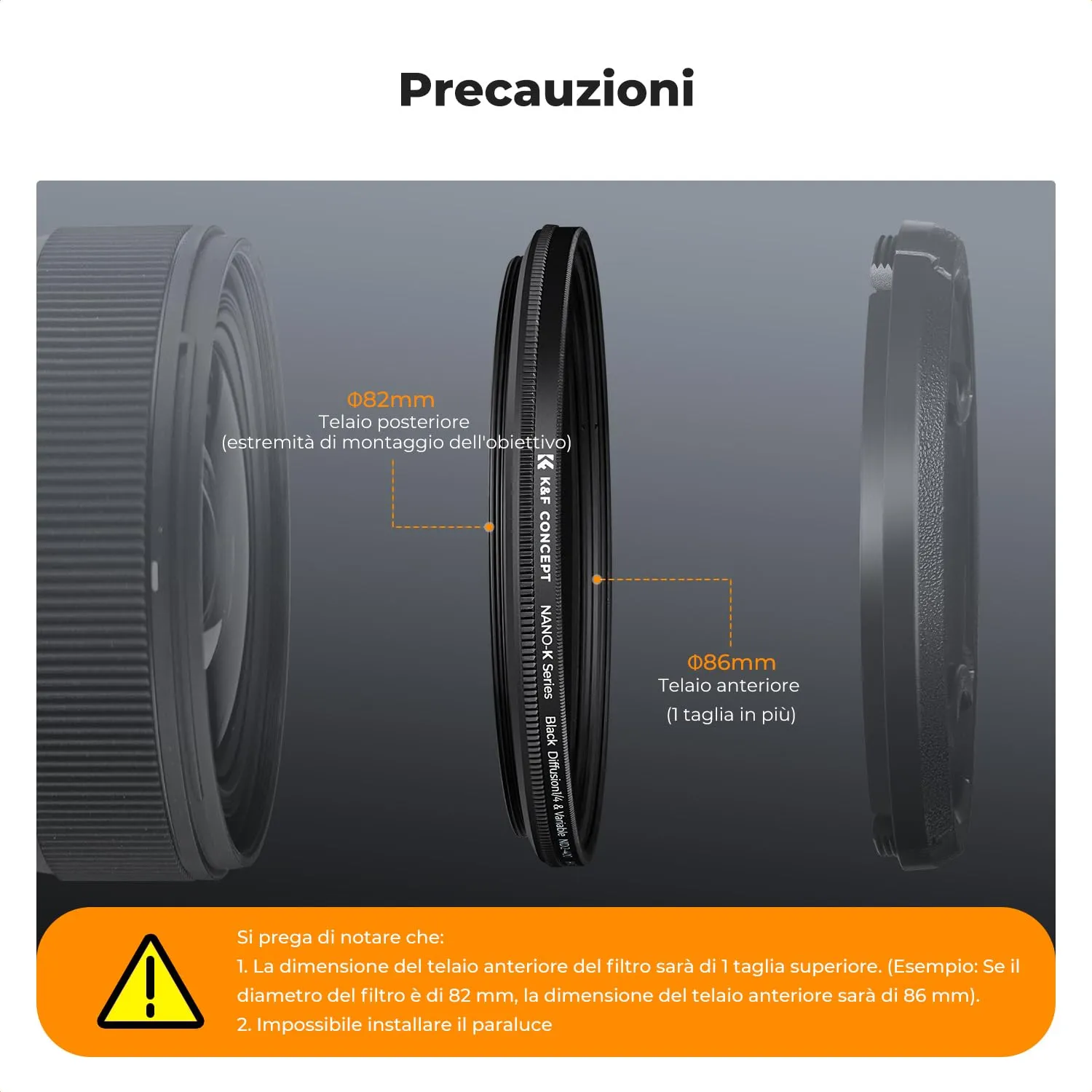 K&F Concept Nano-Klear ND2-400 filtro variabile 82mm Black Mist