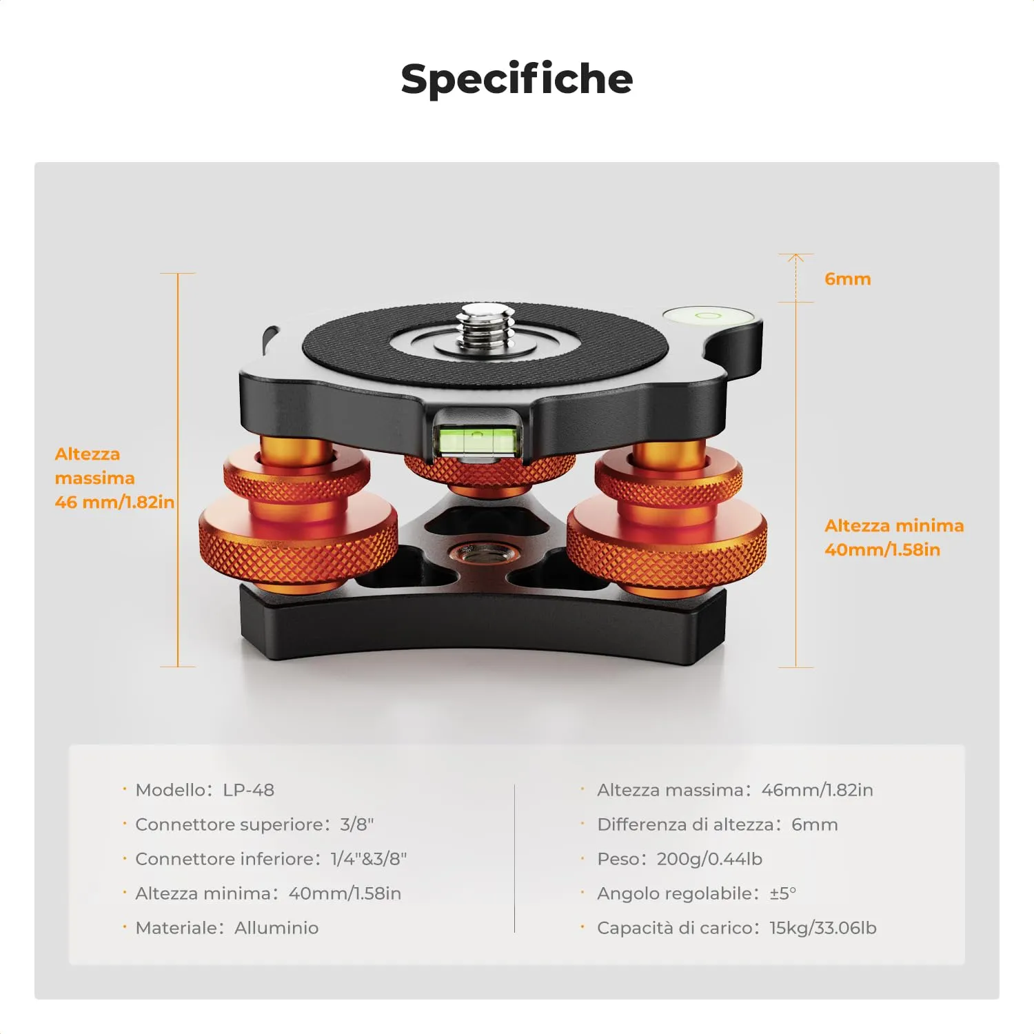 K&F Concept Base di Livellamento Alluminio 15 kg