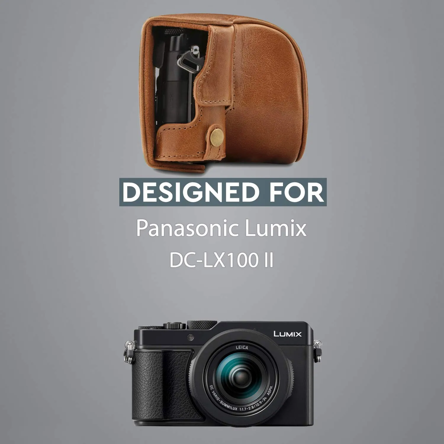 MegaGear Ever Ready LX100 II Custodia Pelle Marrone Vera