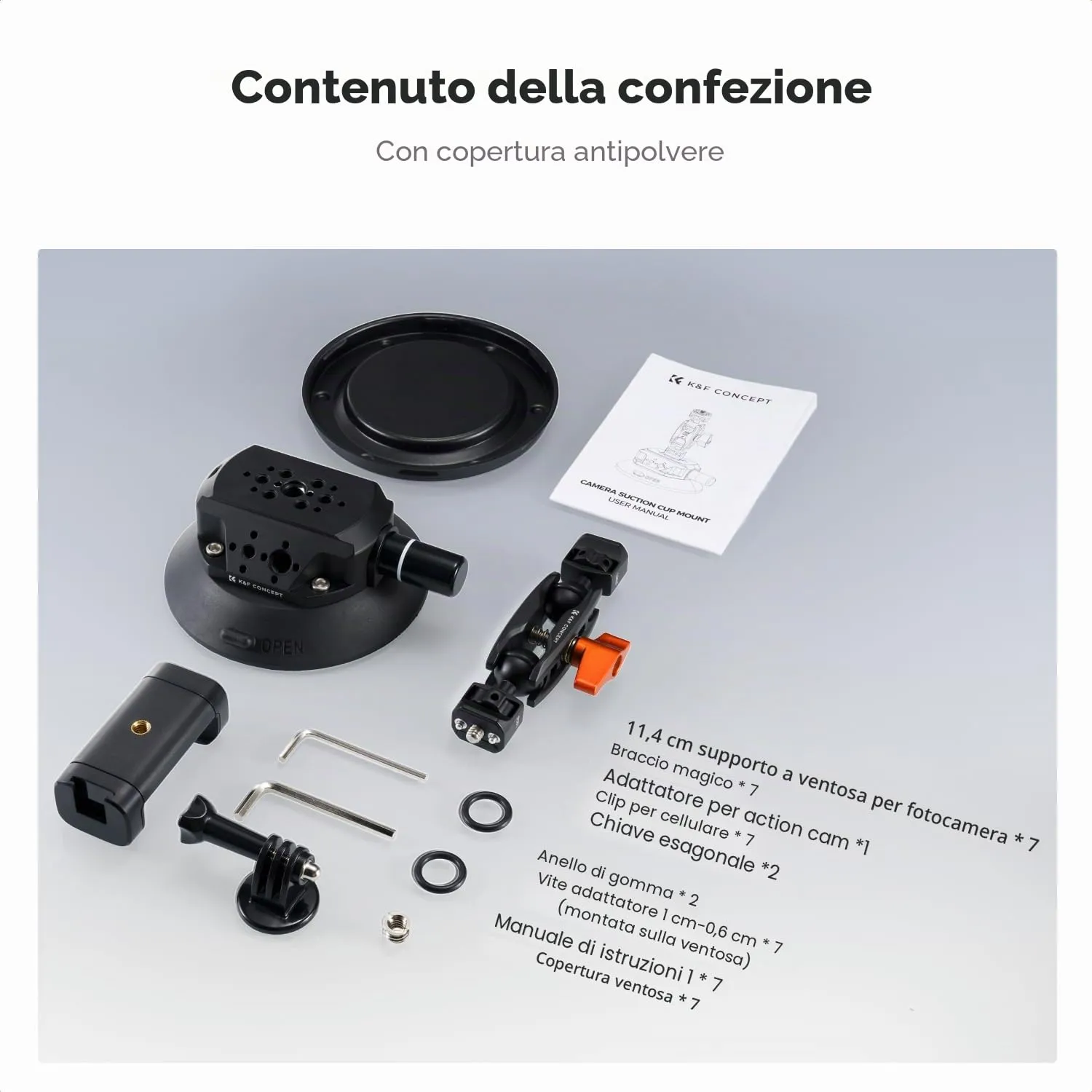 K&F Concept MS45 ventosa 4,5" braccio magico auto
