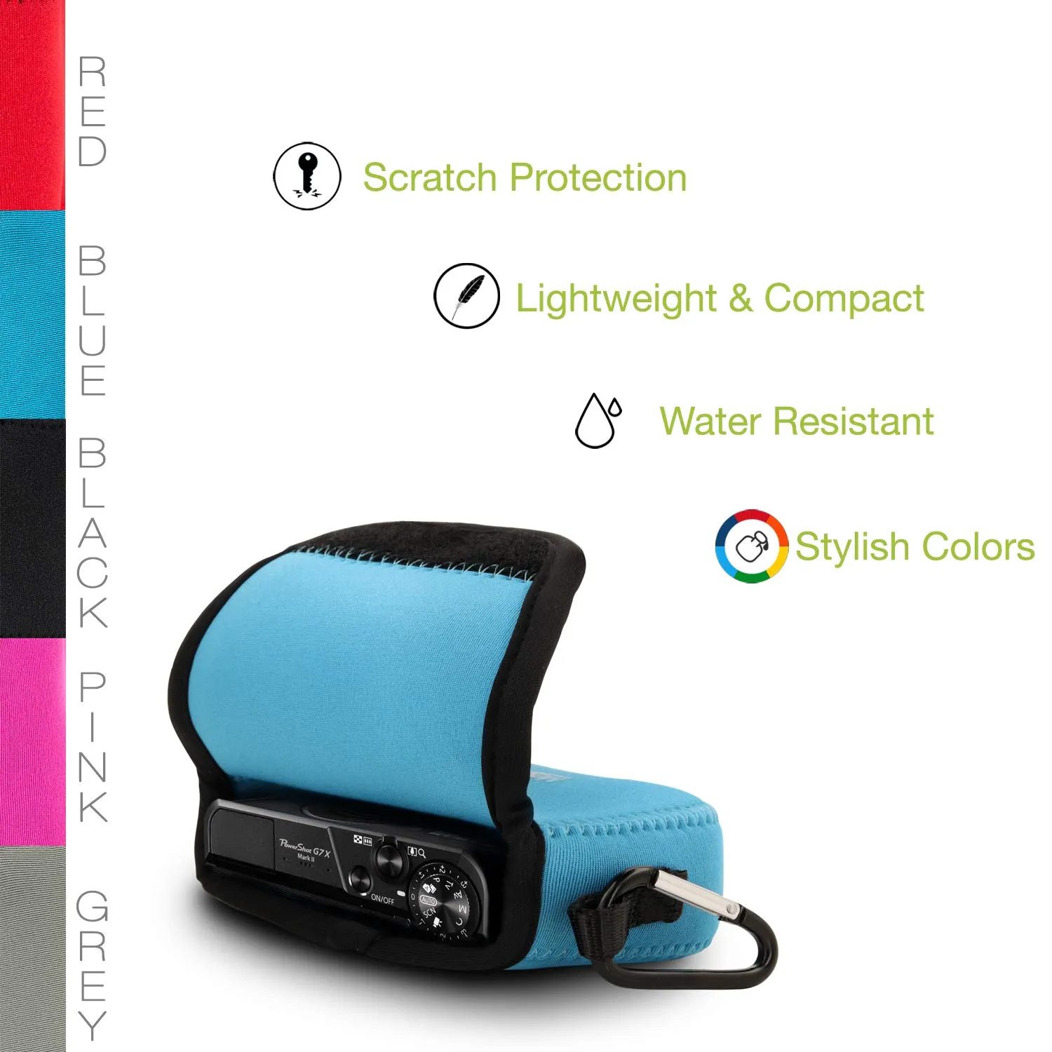 MegaGear MG371 Custodia Neoprene Blu Canon G7X Mark II G7X