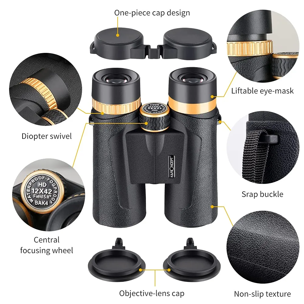 K&F Concept 12x42 binocolo professionale con clip telefono
