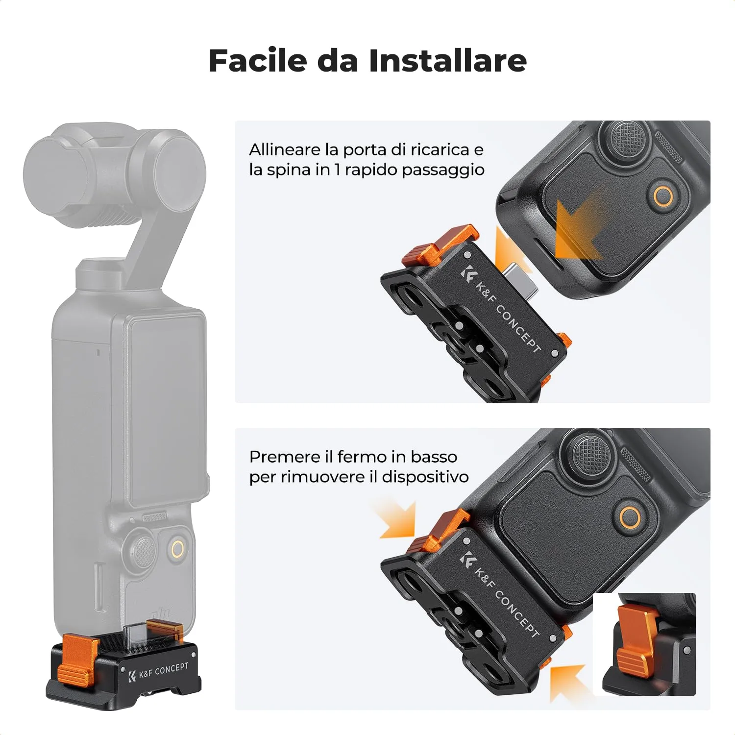 K&F Concept base ricarica alluminio per DJI Osmo Pocket 3