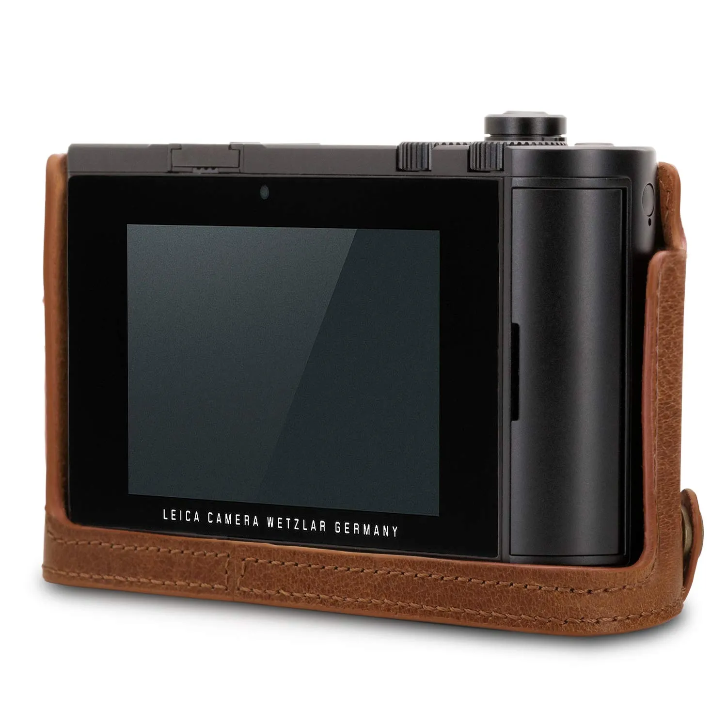 MegaGear Leica TL2-TL mezza custodia pelle marrone scuro