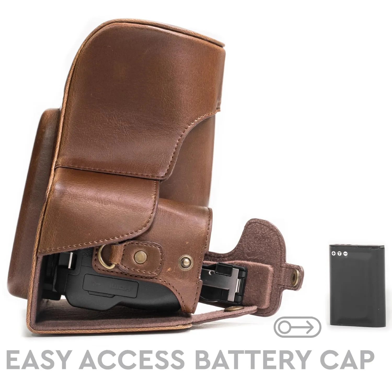 MegaGear Ever Ready Nikon Coolpix P900 custodia marrone scuro ecopelle