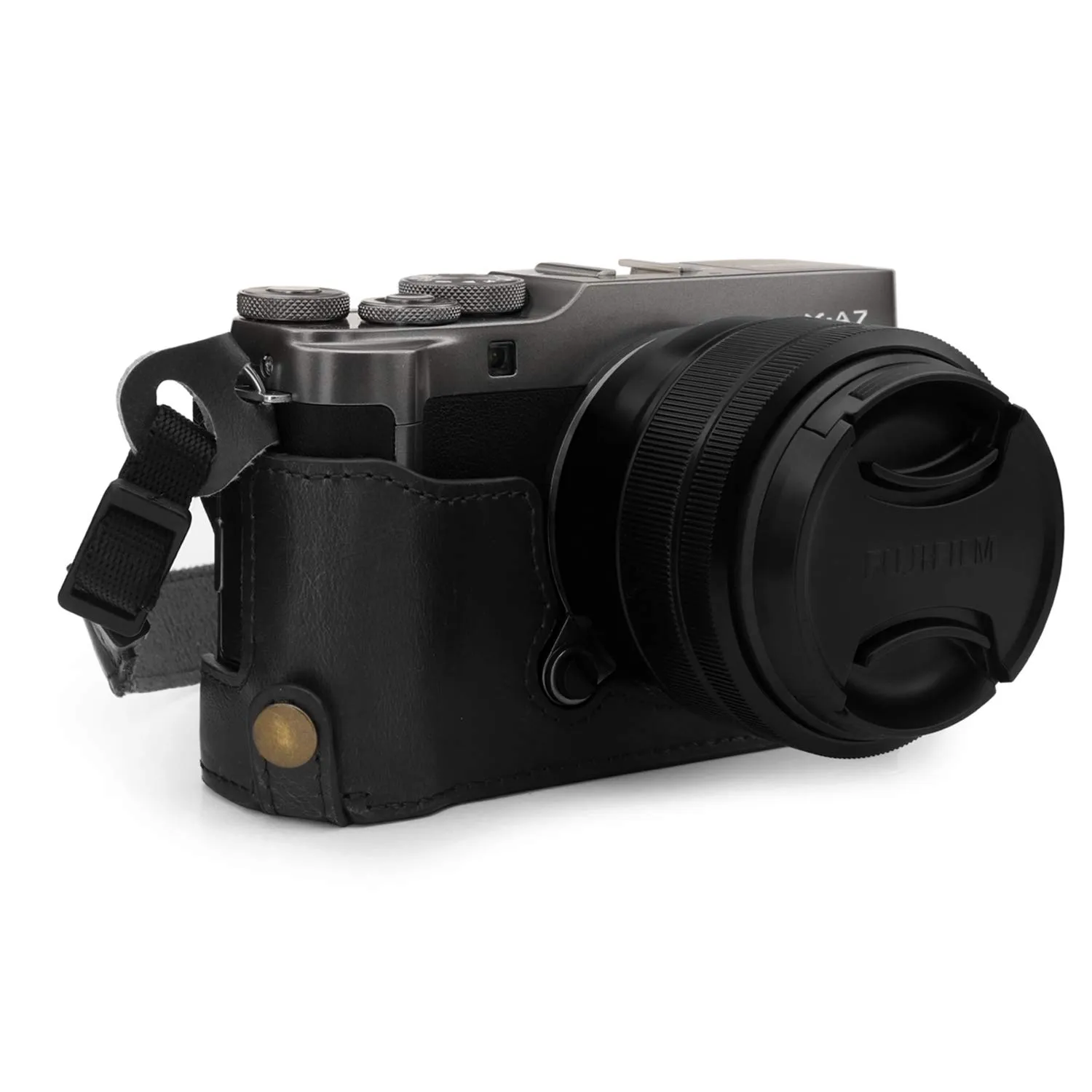 MegaGear MG1771 custodia Fujifilm X-A7 marrone scuro pelle