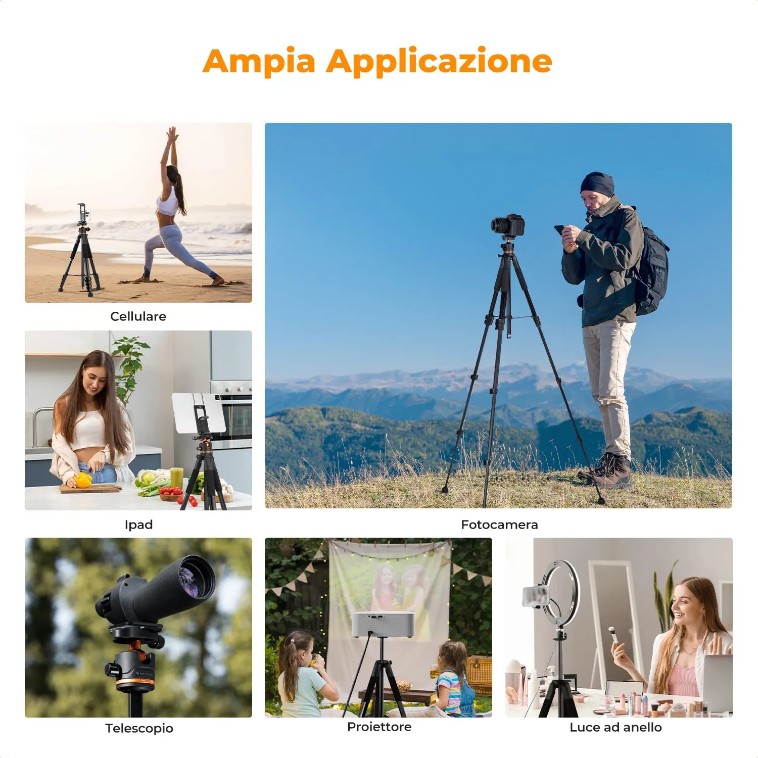 K&F Concept S225A3 Treppiede 190cm 8kg con Testa Sferica