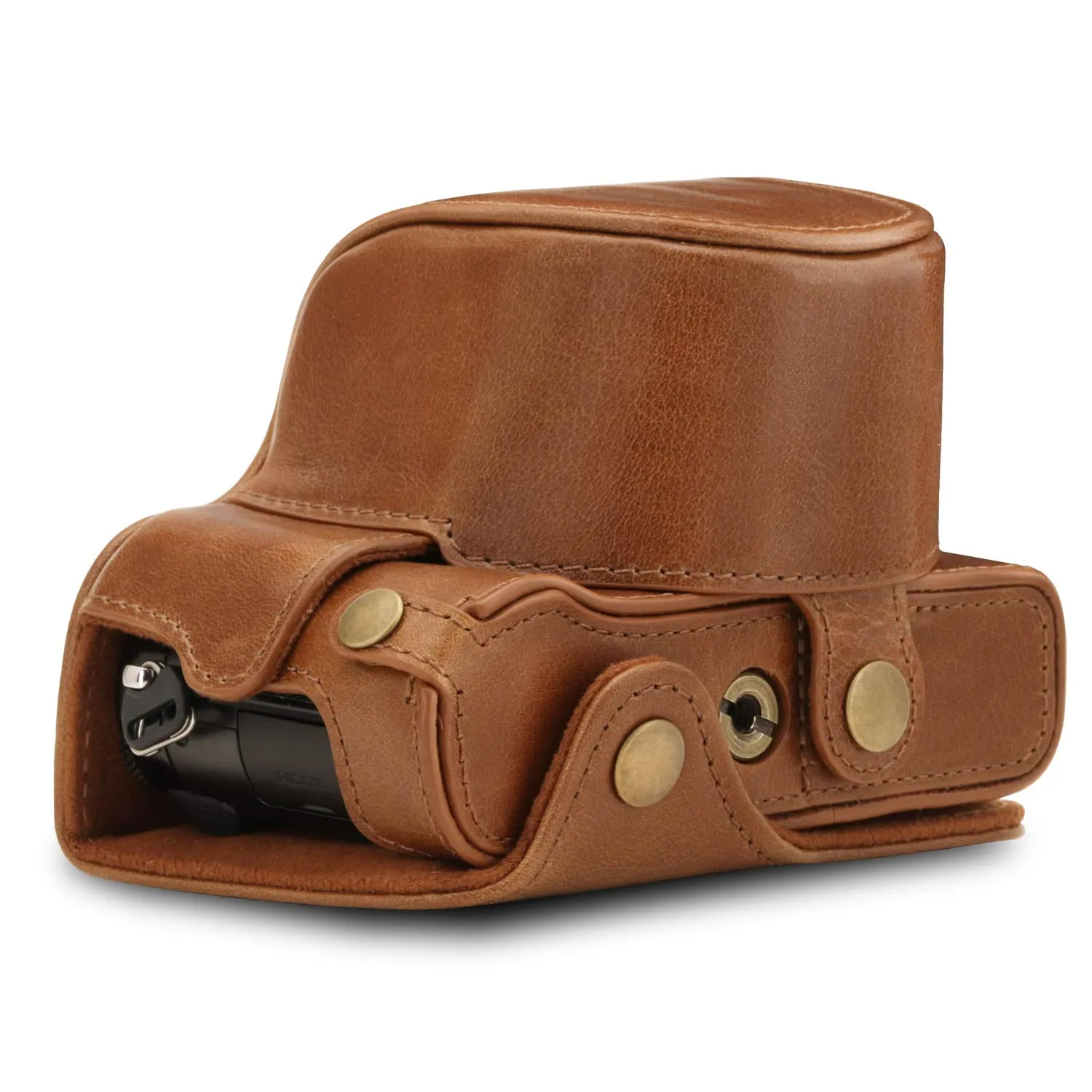 MegaGear Ever Ready LX100 II Custodia Pelle Marrone Vera