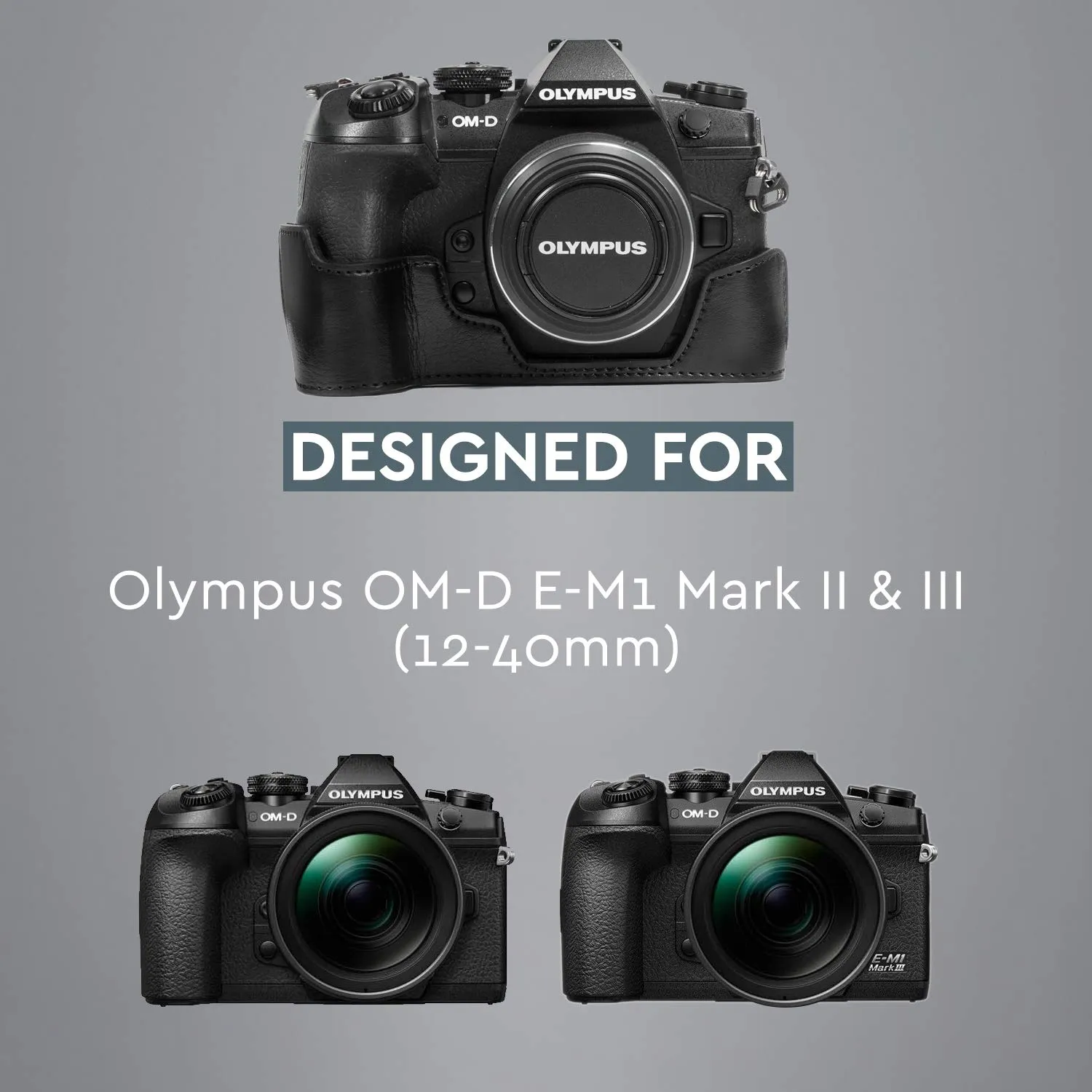 MegaGear Ever Ready Mezza Custodia Pelle Olympus E-M1 Mark III/II