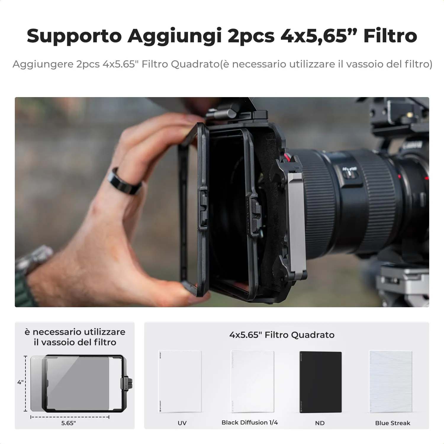K&F Concept Mini Matte Box carbonio con bandiera superiore