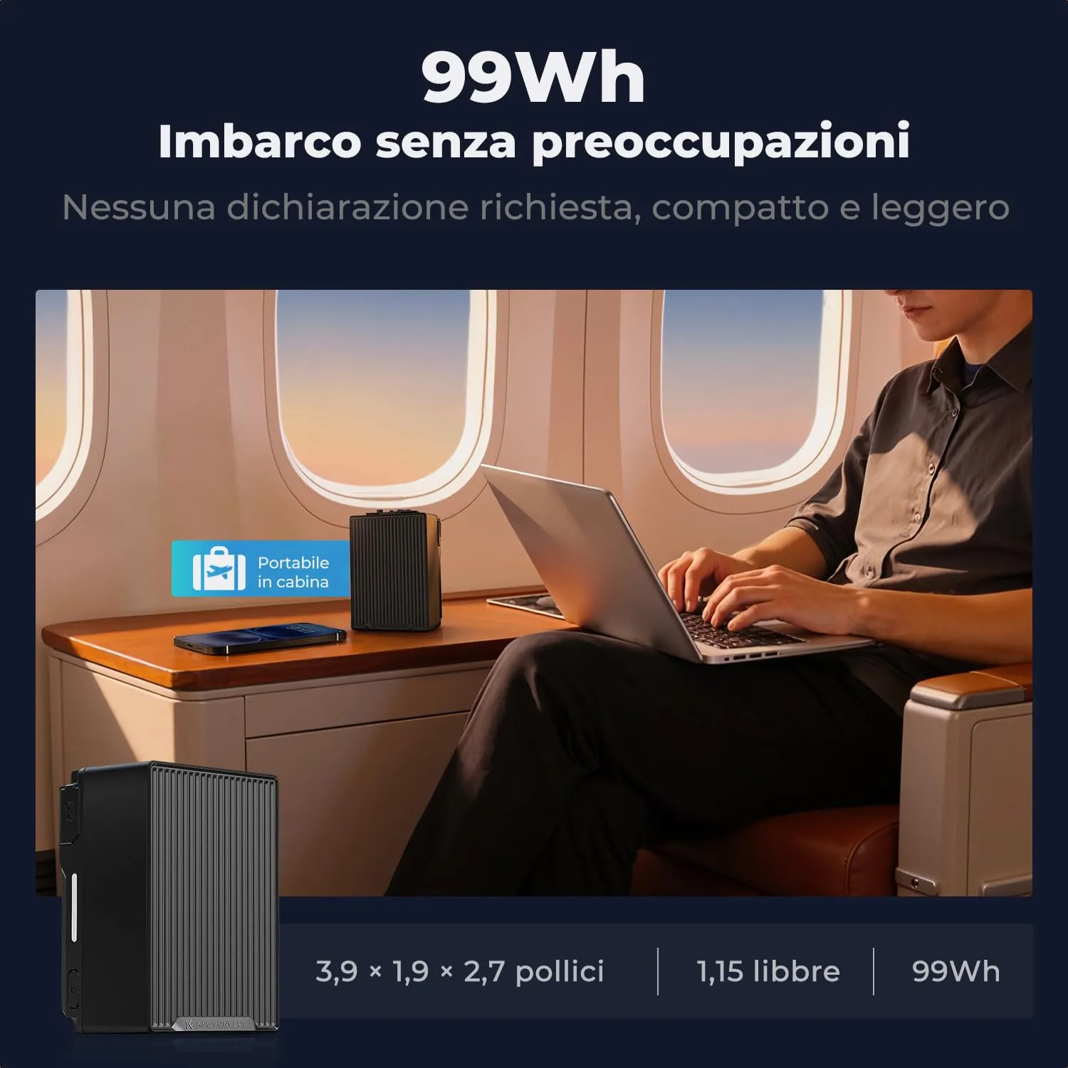 Concept Batteria V-Mount 99Wh 6700mAh PD 100W con D-Tap