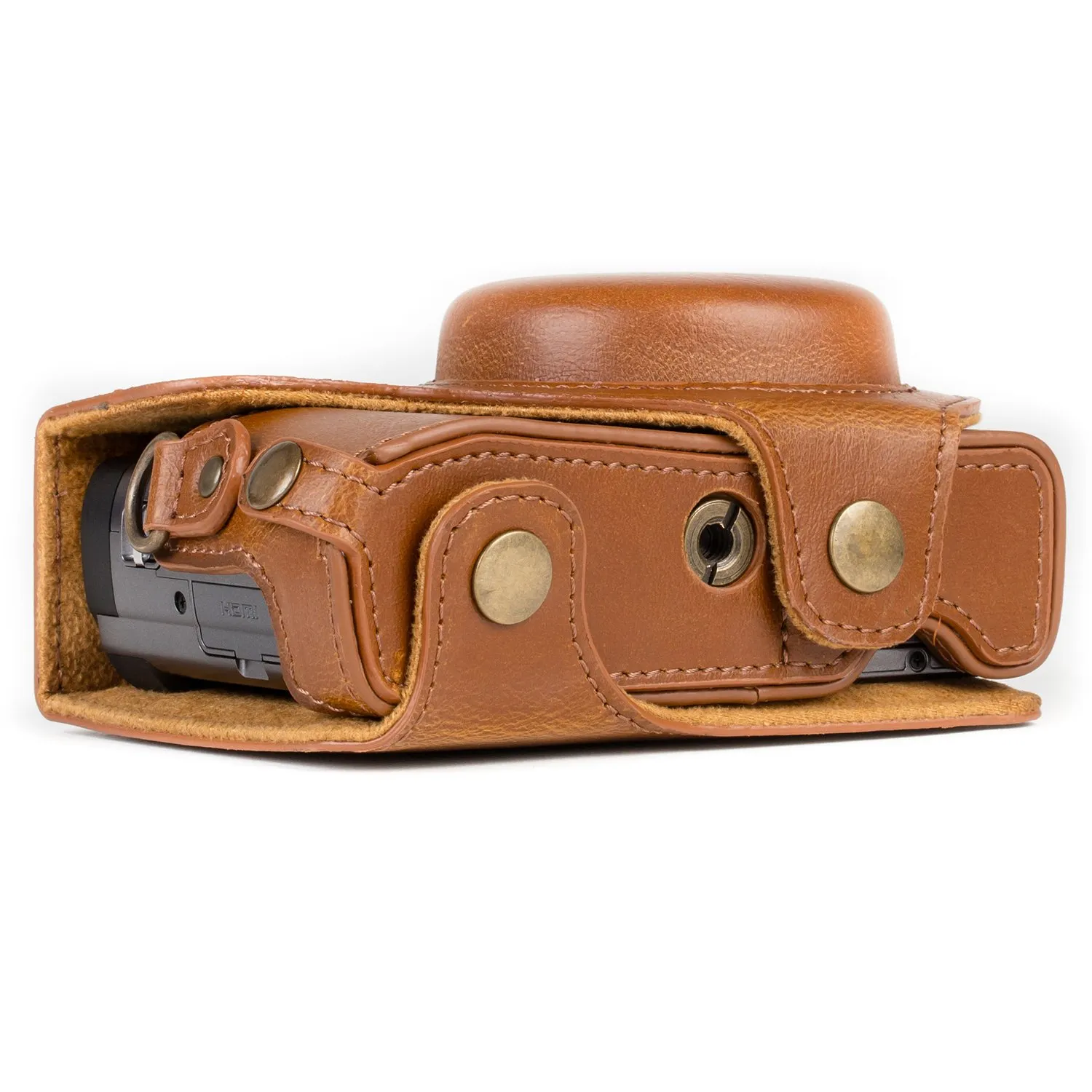 MegaGear MG1260 Custodia Panasonic TZ90 TZ95 marrone chiaro