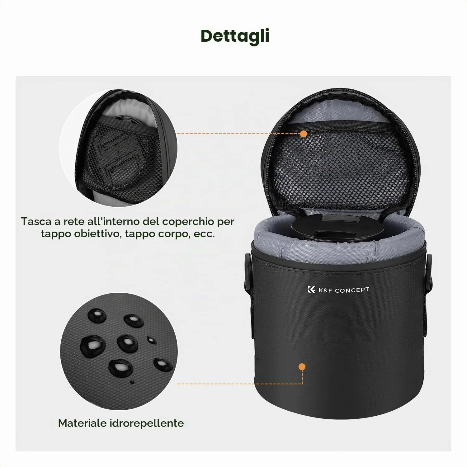 K&F Concept Custodia Obiettivo L Impermeabile Antishock