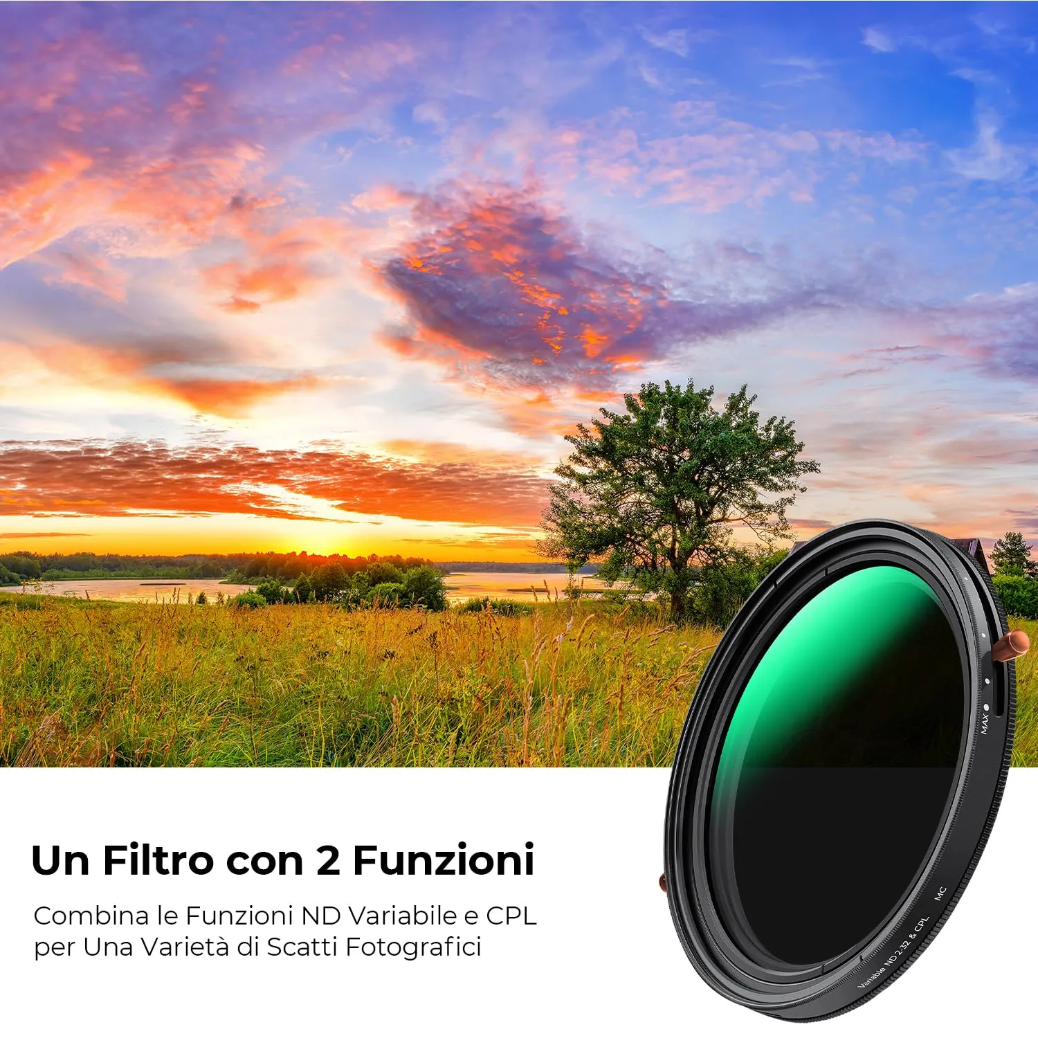 K&F Concept ND2-32 CPL Filtro Variabile 67mm 2 in 1