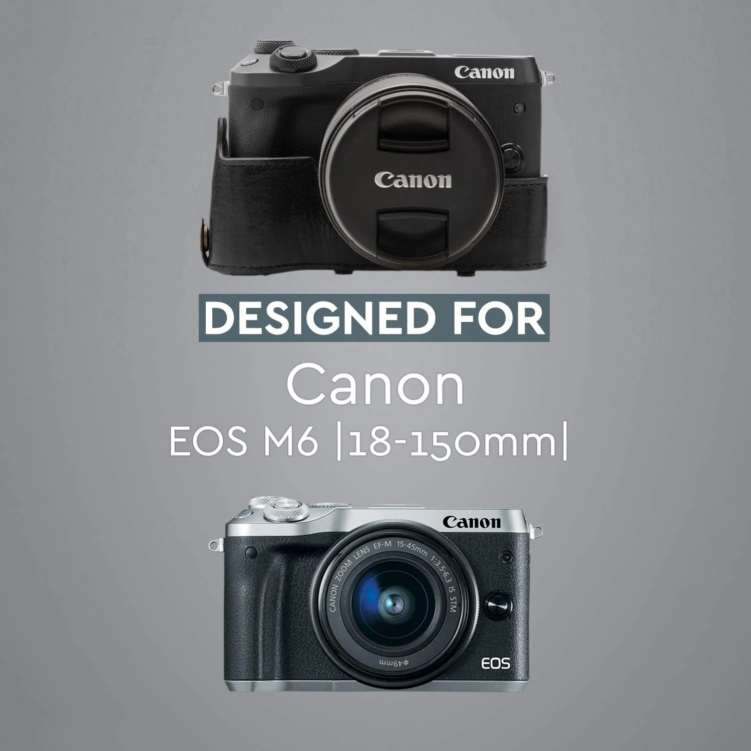 MegaGear MG1182 custodia Canon EOS M6 18-150 vera pelle nera