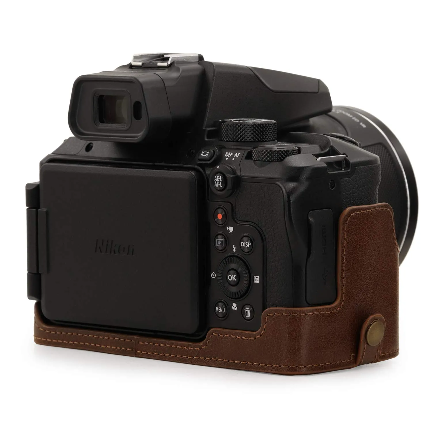 MegaGear Coolpix P950 half case fotocamera in pelle