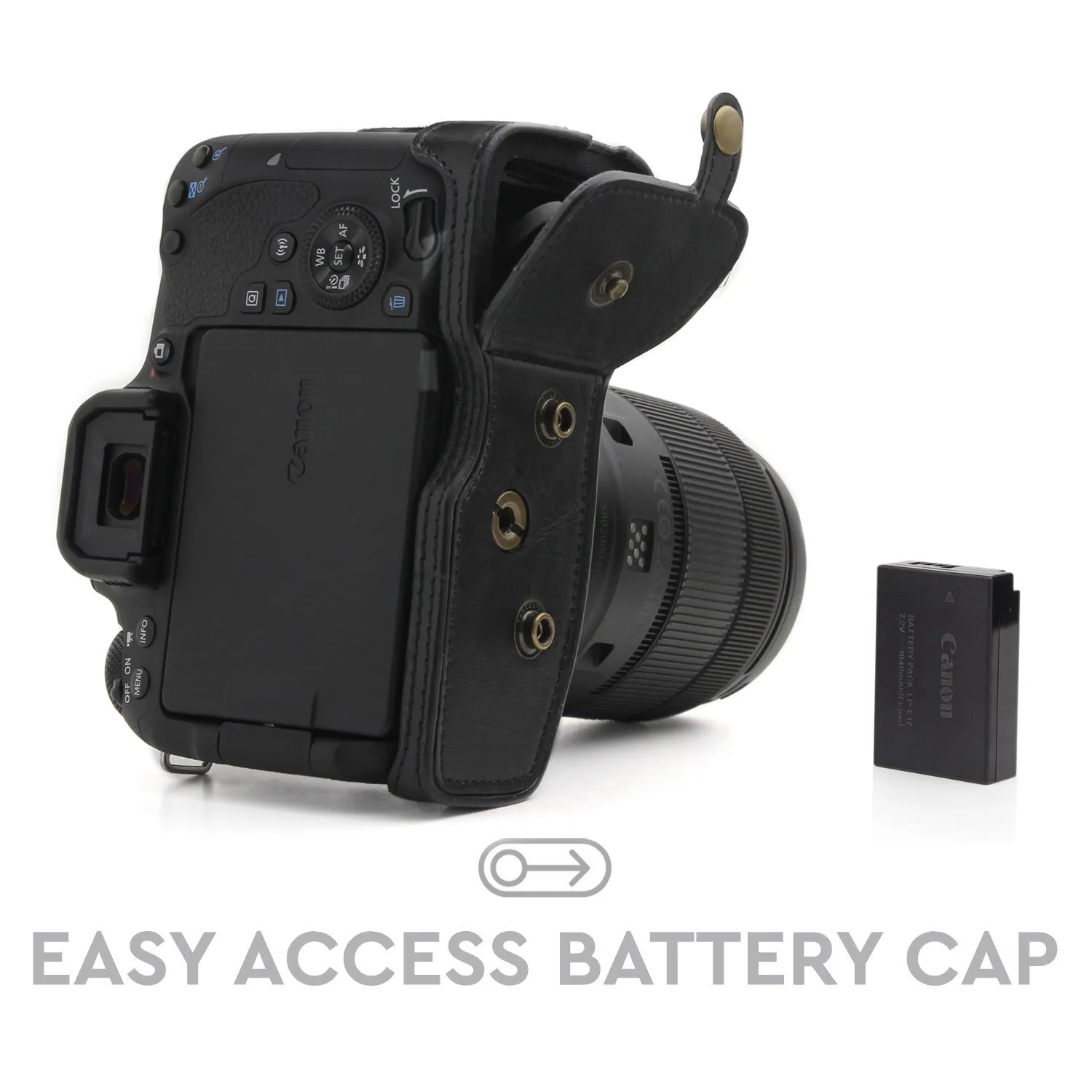 MegaGear Ever Ready MG1226 custodia finta pelle Canon 800D nero