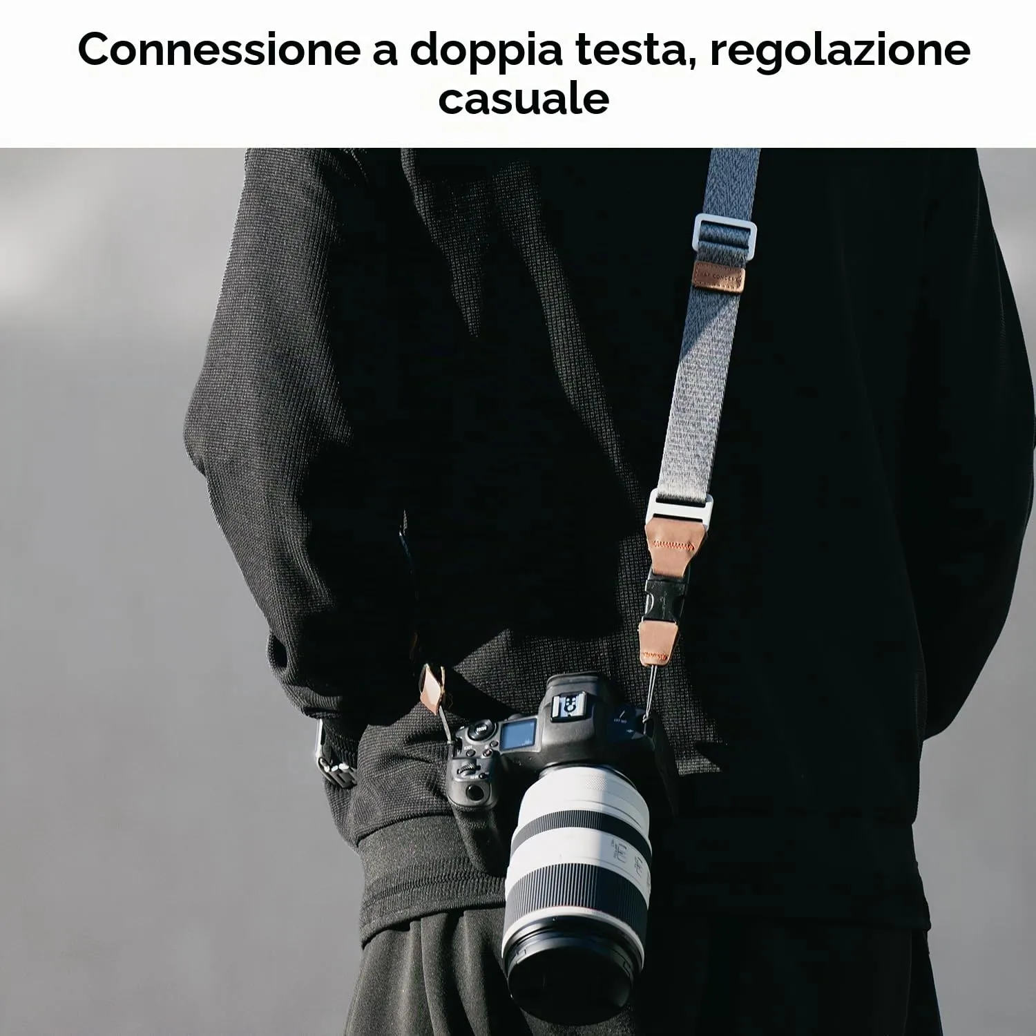 K&F Concept Tracolla Fotocamera 32 Mm Grigio Regolabile
