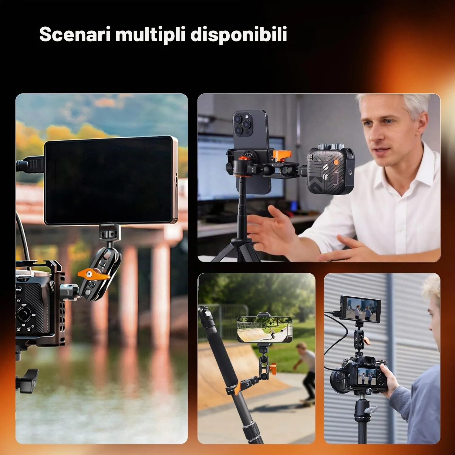 K&F Concept MS14 Braccio Magico Universale 1/4" Doppio