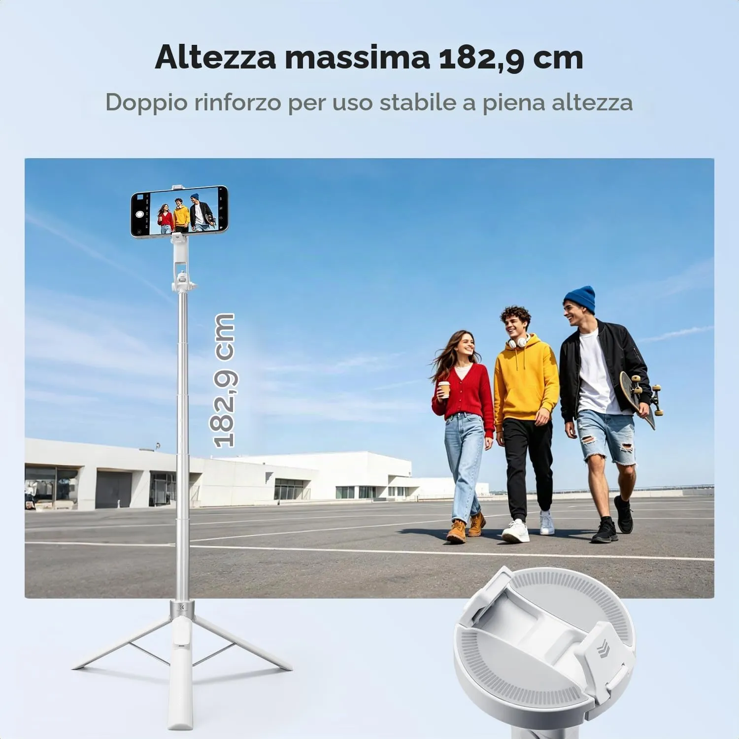 Concept 180cm Treppiede Selfie Bianco con Luce Bluetooth