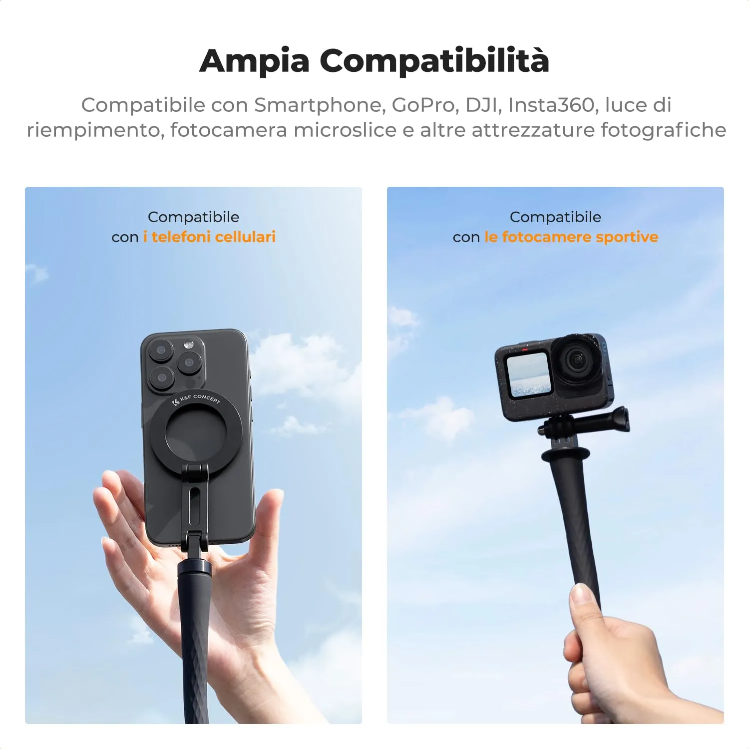 K&F Concept treppiede octopus magnetico smartphone 60cm