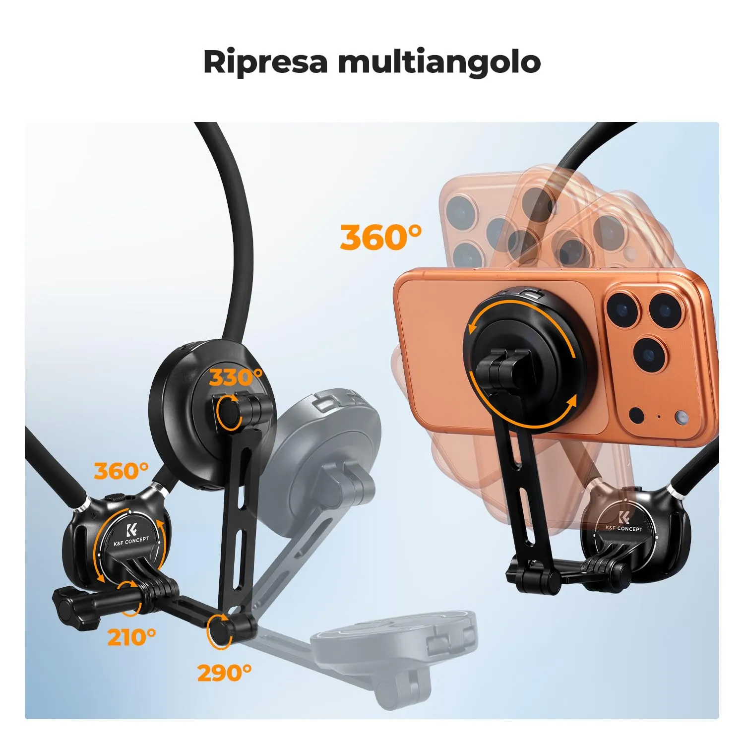 K&F Concept Supporto Collo Telefono Magnetico Nero POV