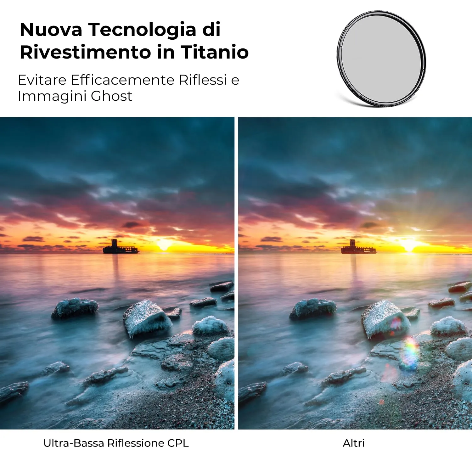 K&F Concept Nano-Xcel filtro CPL 82mm polarizzatore