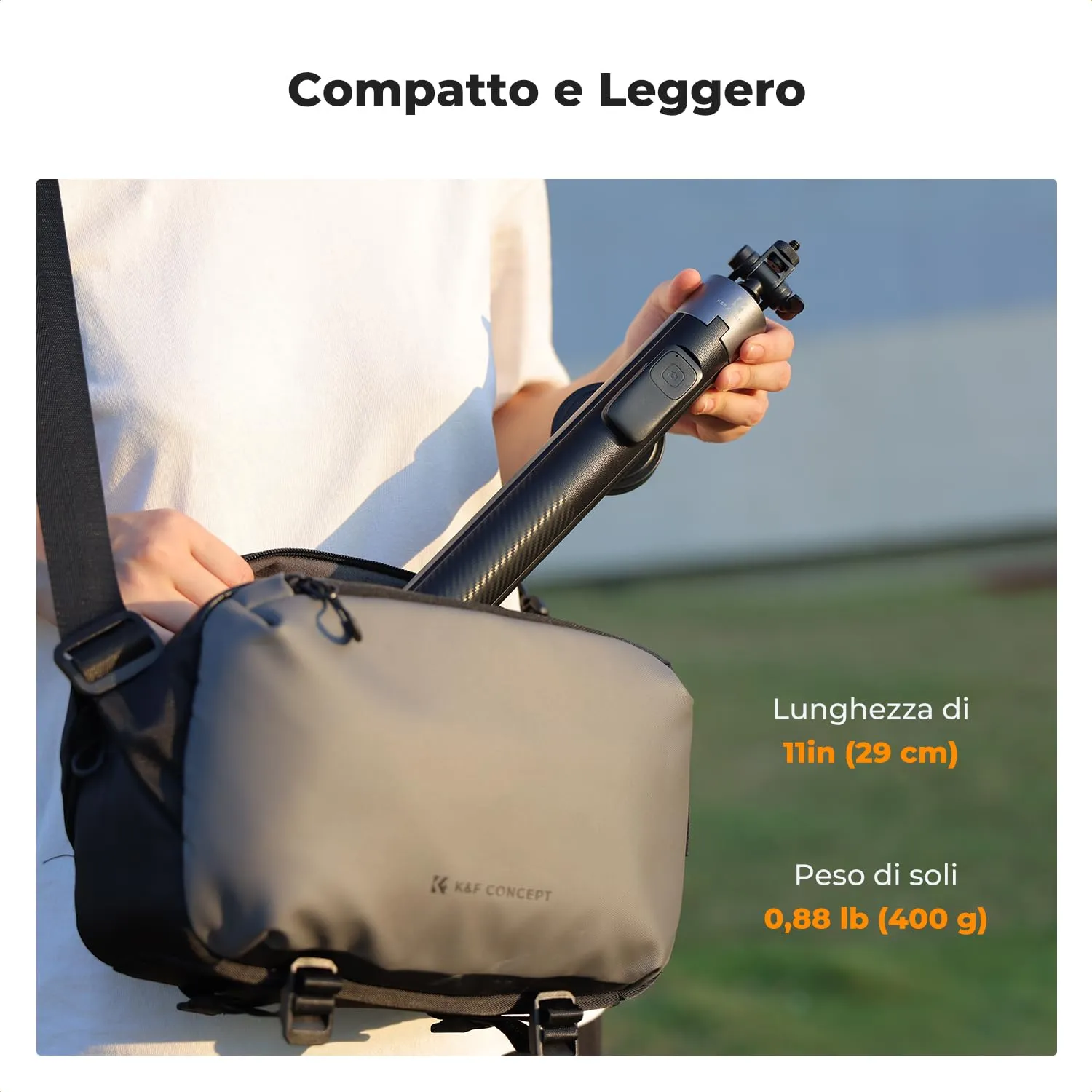 K&F Concept Treppiede Magnetico 3-in-1 Selfie Stick Nero 180cm Bluetooth