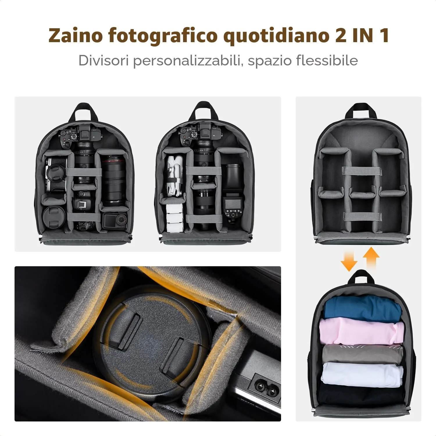 K&F Concept zaino foto 13L nero impermeabile