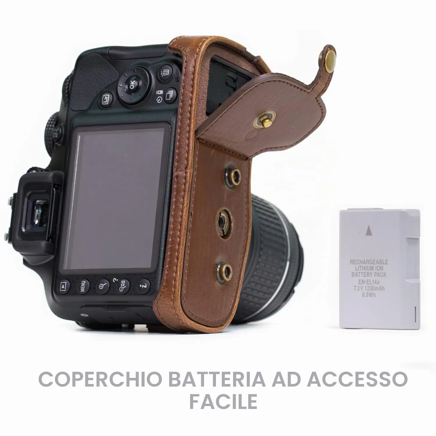 MegaGear MG857 Custodia Fotocamera Nikon D3400 Marrone Scuro