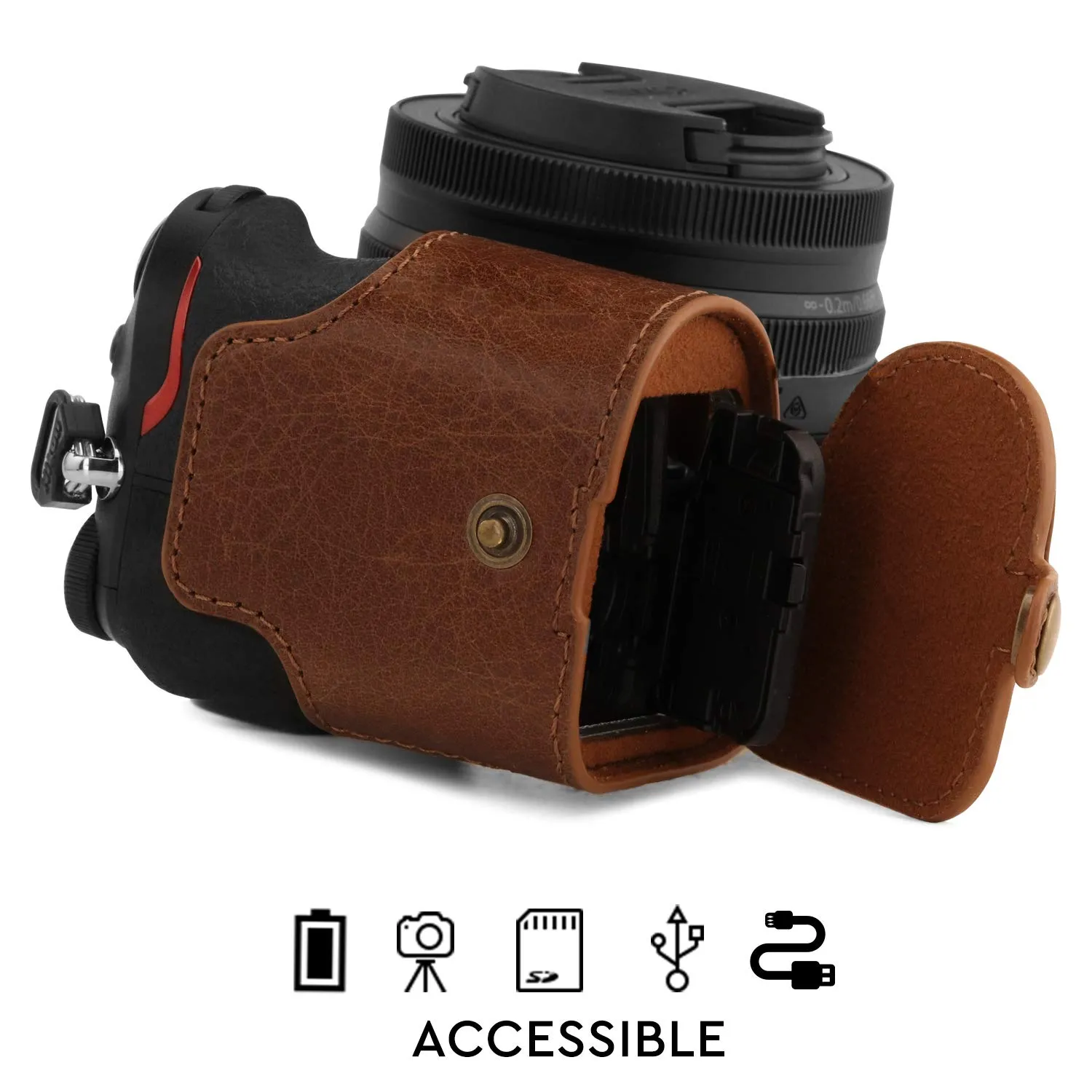 MegaGear Nikon Z50 MG1812 custodia pelle marrone ever ready