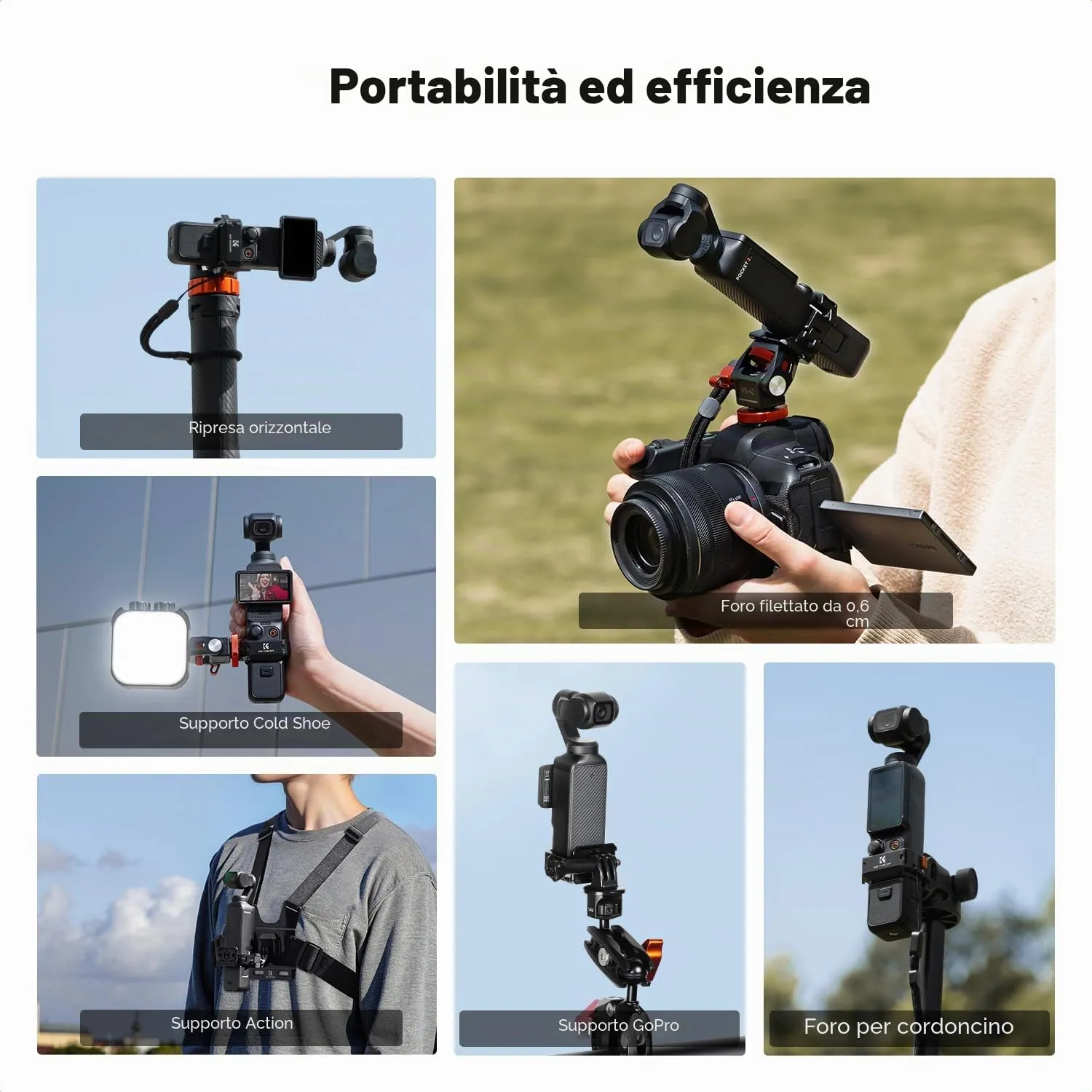 K&F Concept adattatore gabbia DJI Osmo Pocket 3 33g espansione