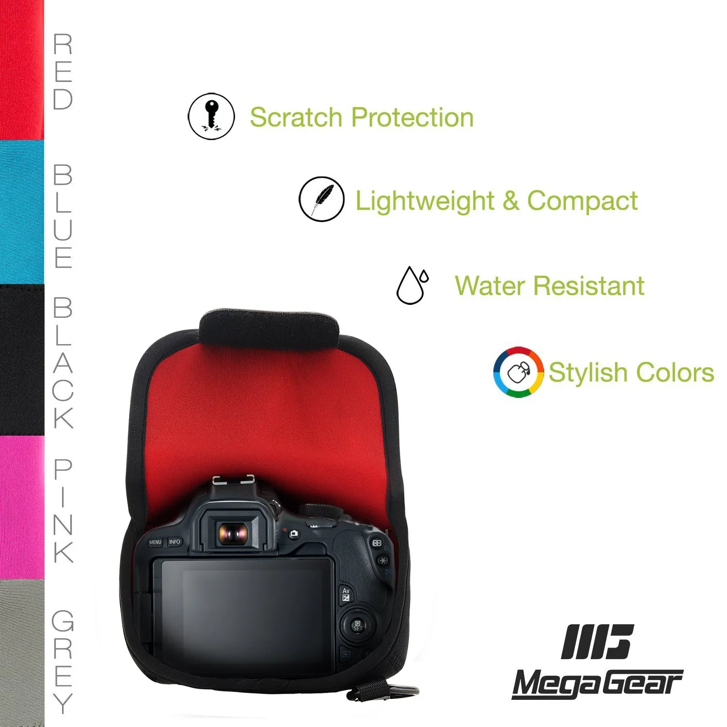 MegaGear MG1057 Custodia Neoprene Canon 200D 100D Nera