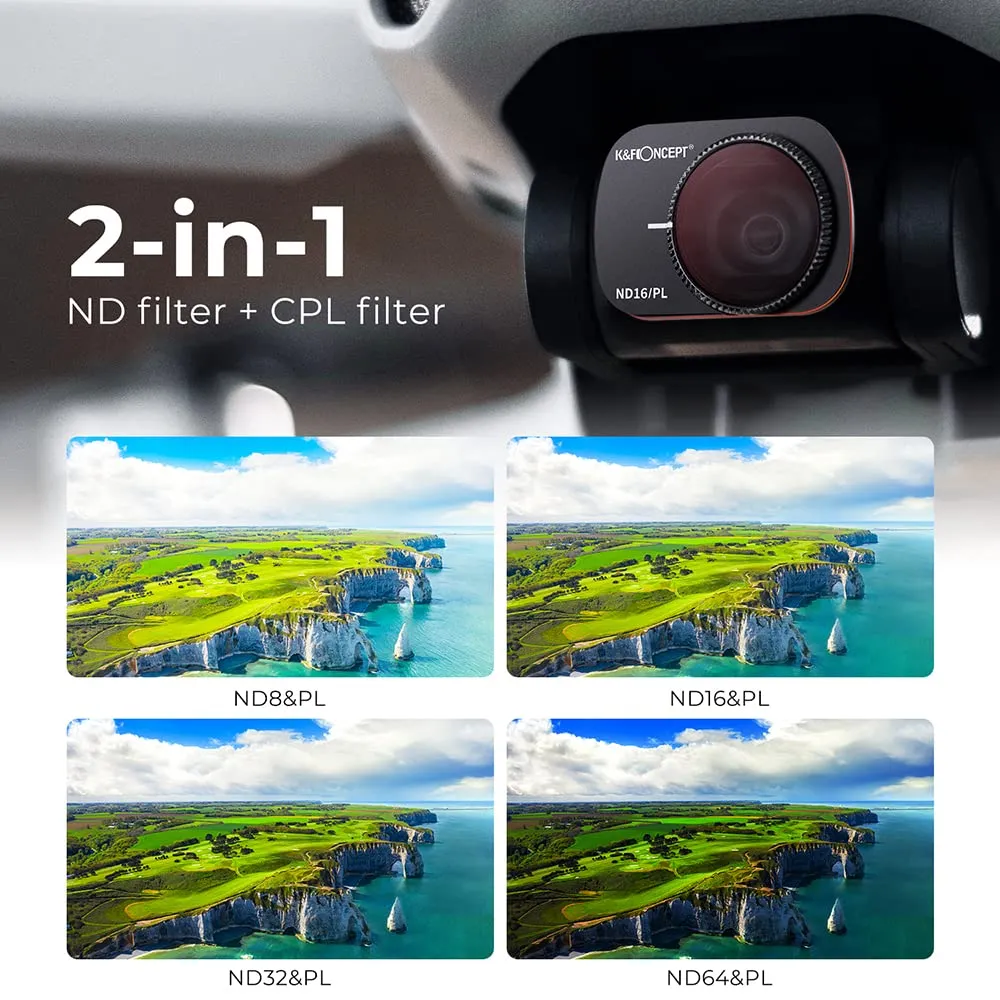 K&F Concept Bright Day Kit filtri drone DJI Mini 2 + eliche ND/PL