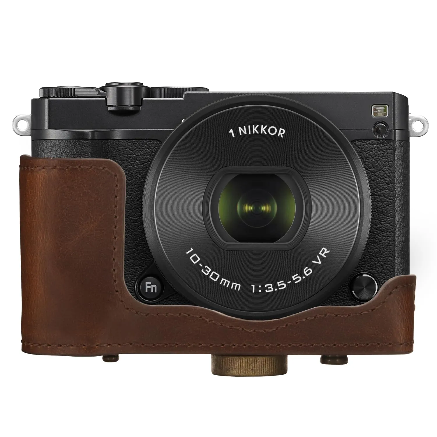 MegaGear MG531 Custodia Ecopelle Nikon 1 J5 Marrone Scuro 10-30mm