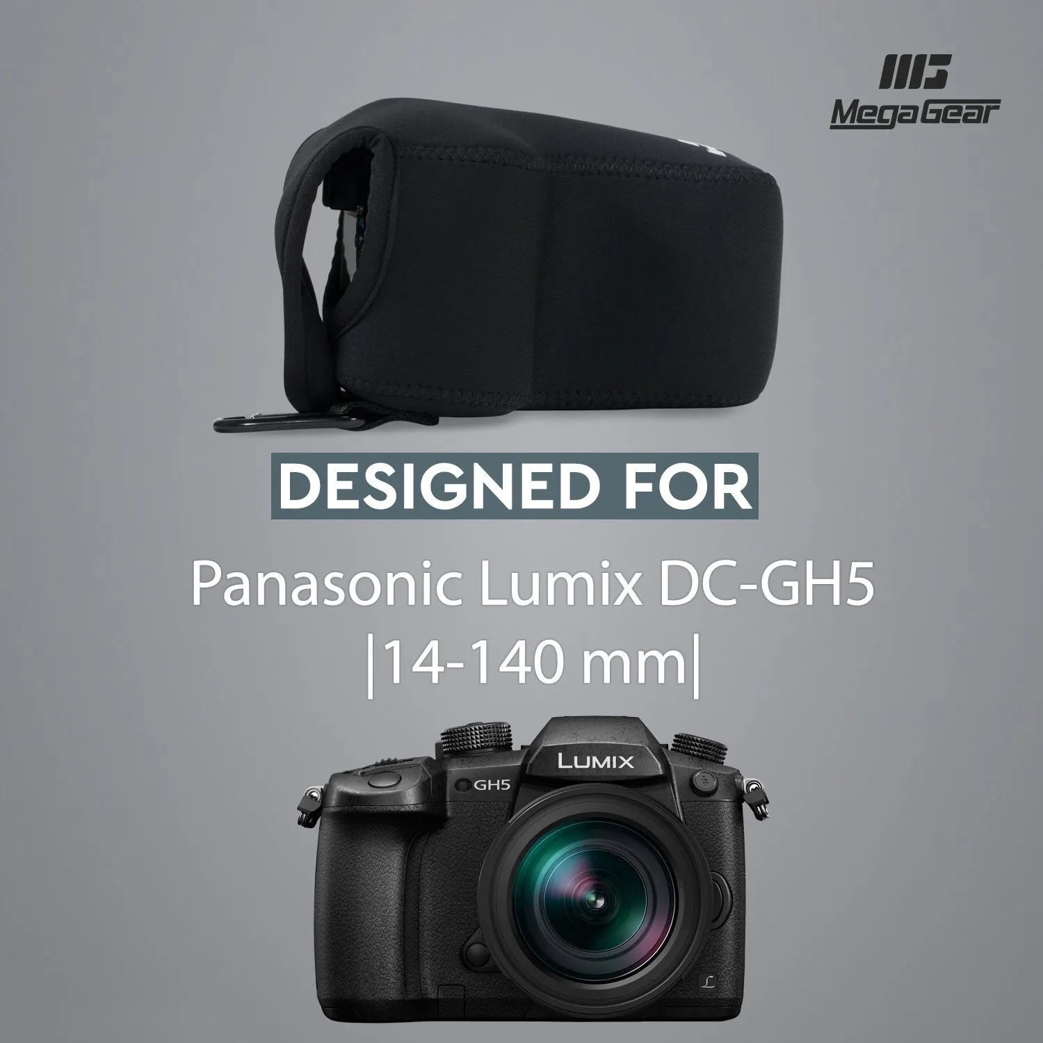 MegaGear Panasonic GH5 custodia neoprene 14-140mm legs