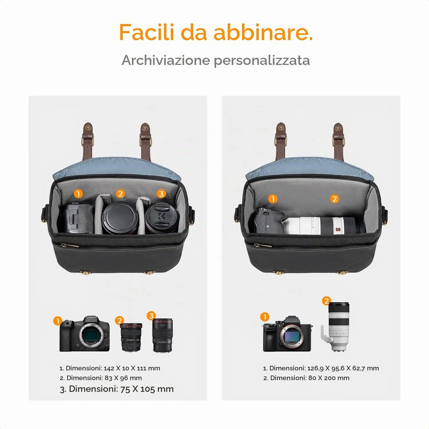 K&F Concept borsa fotocamera tracolla vintage impermeabile