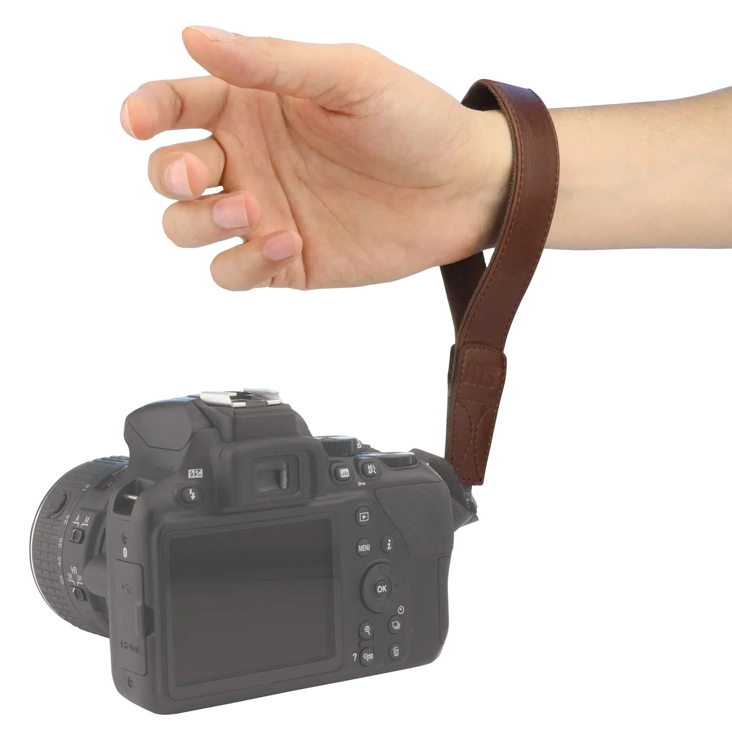 MegaGear cinghia polso fotocamera ecopelle marrone scuro