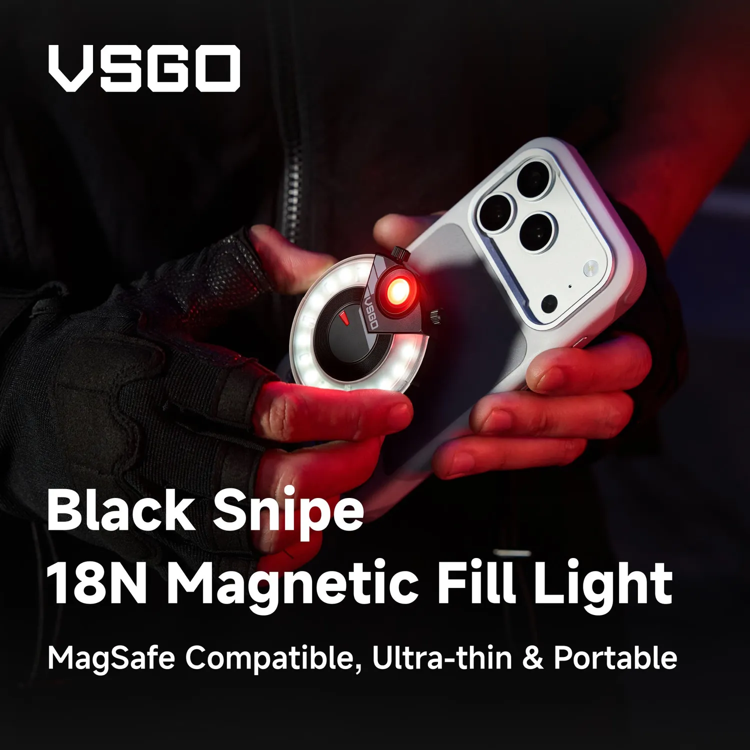 VSGO Black Snipe luce selfie magnetica LED 3000-6000K singola