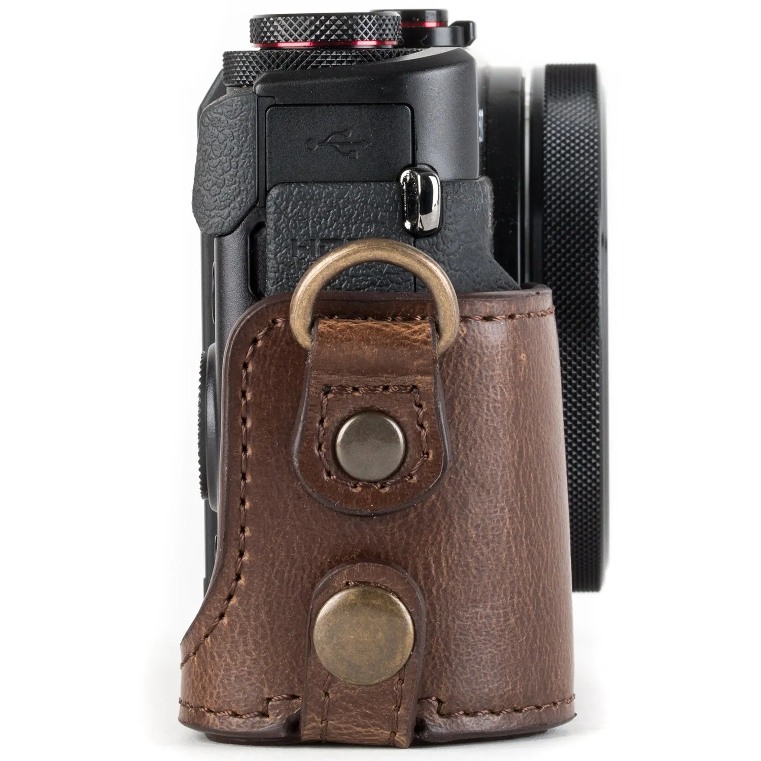 MegaGear MG952 mezza custodia marrone scuro per Canon G7 X II