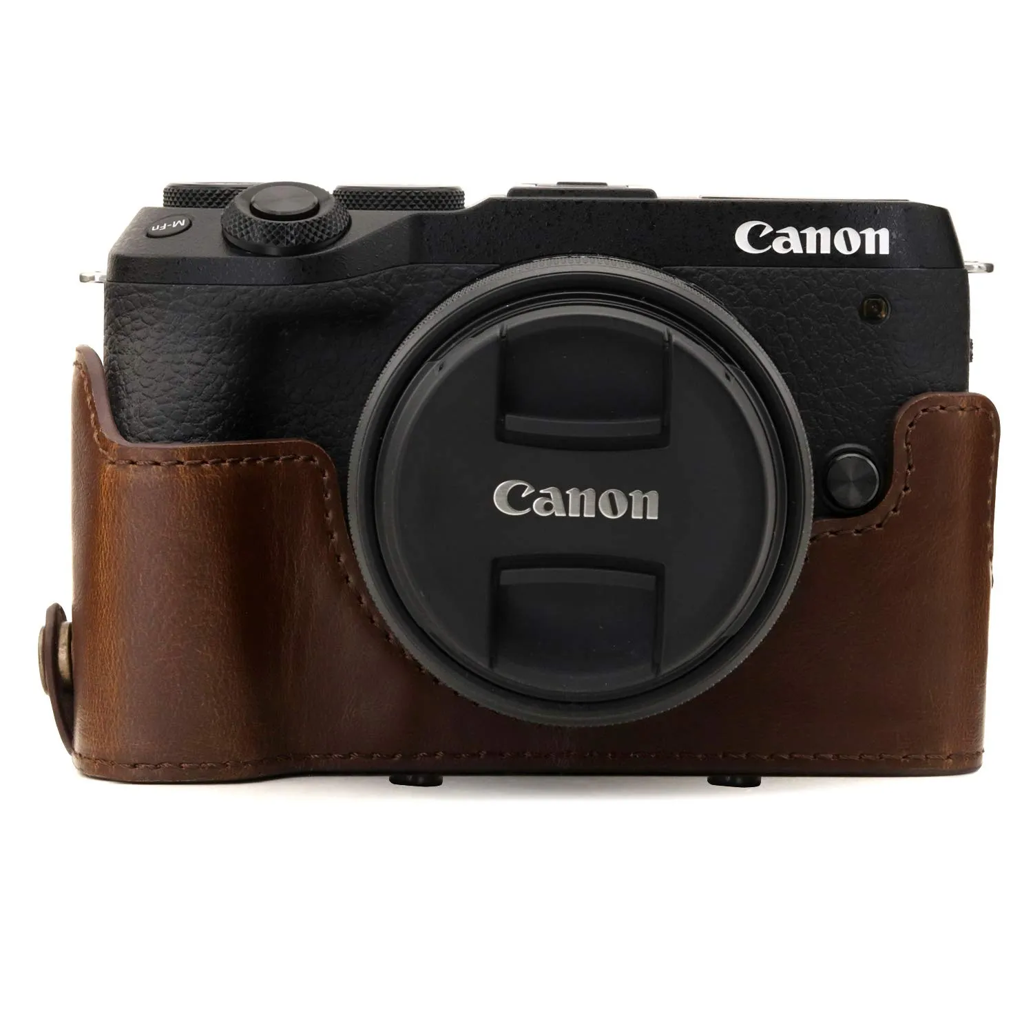 MegaGear Ever Ready Canon EOS M6 Mark II 15-45mm custodia pelle marrone scuro