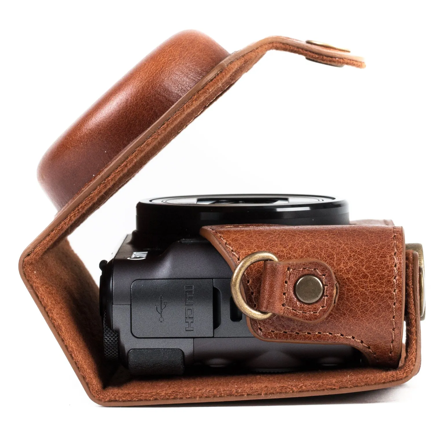 MegaGear Ever Ready custodia pelle Canon SX740 SX730 marrone