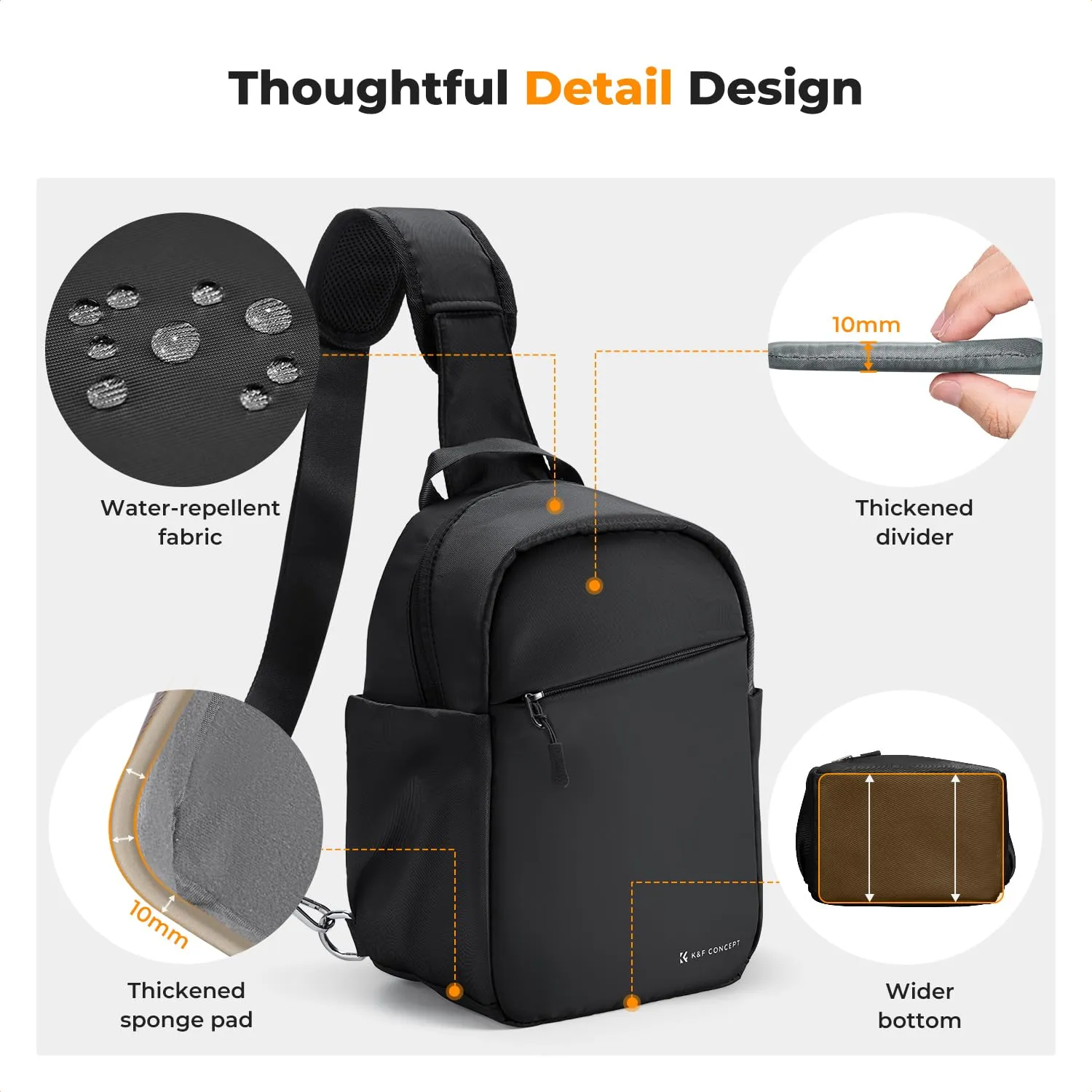 K&F Concept borsa fotografica monospalla nera impermeabile