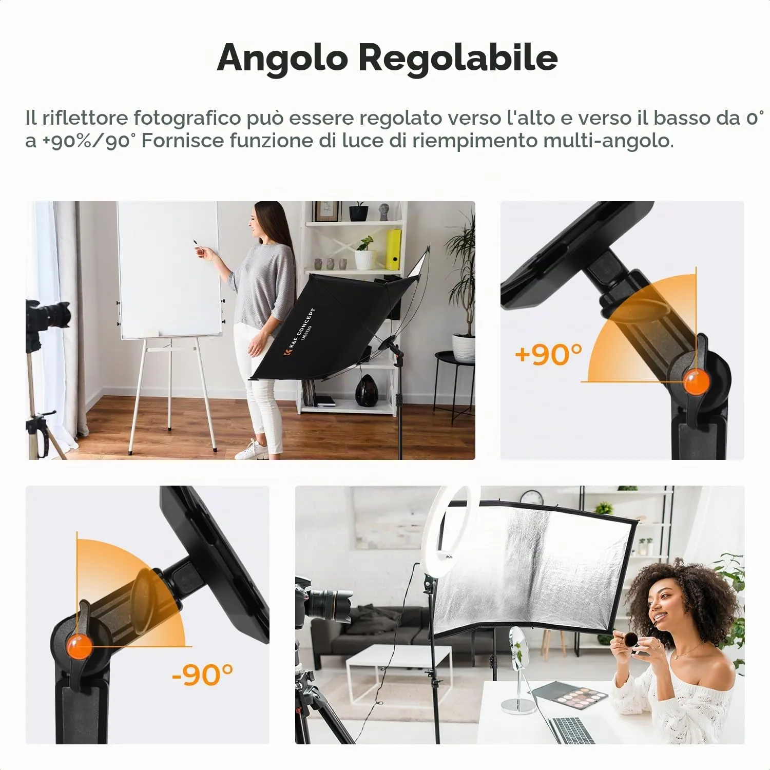 K&F Concept Riflettore Curvo 123x65cm con treppiede