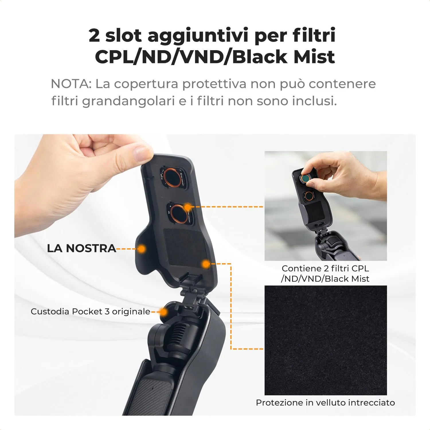 K&F Concept custodia Pocket 3 per filtri e microfono