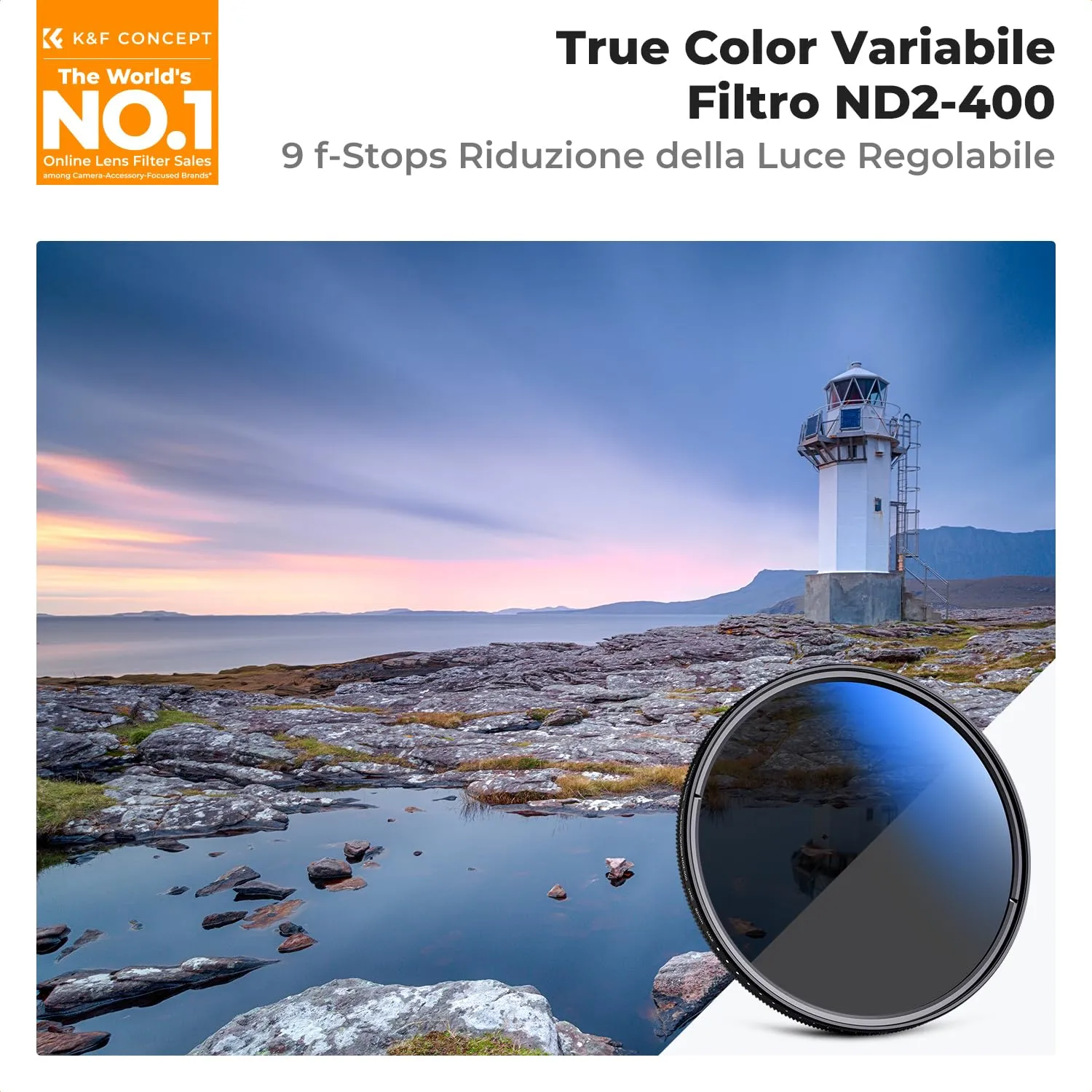 K&F Concept Nano-Klear 67mm Filtro ND2-400 True Color 1-9 Stop